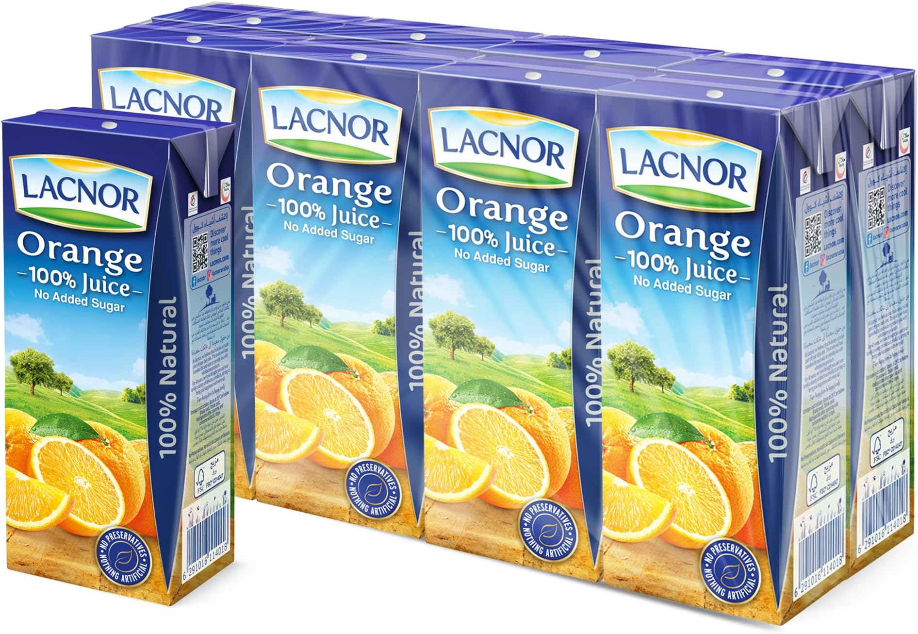 Essentials Orange 100% Juice, No Added Sugar, 180 Ml Pack Of 8 Package design may vary