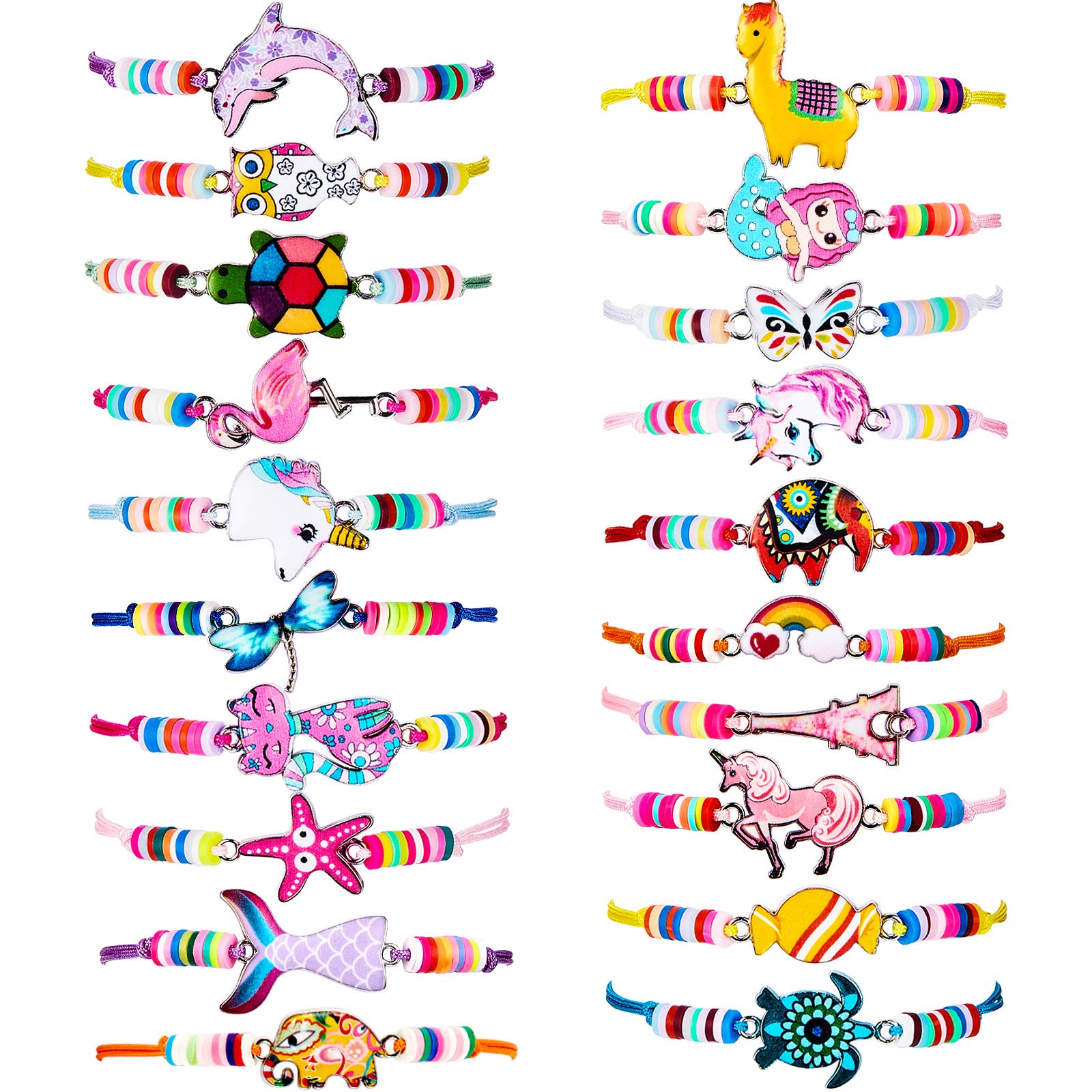 Hicarer 20 Pieces Unicorn Bracelets Friendship Bracelets Adjustable Cute Bracelets Women Bracelets Jewelry Animal Pendant Unicorn Owl for Birthday Party Supplies