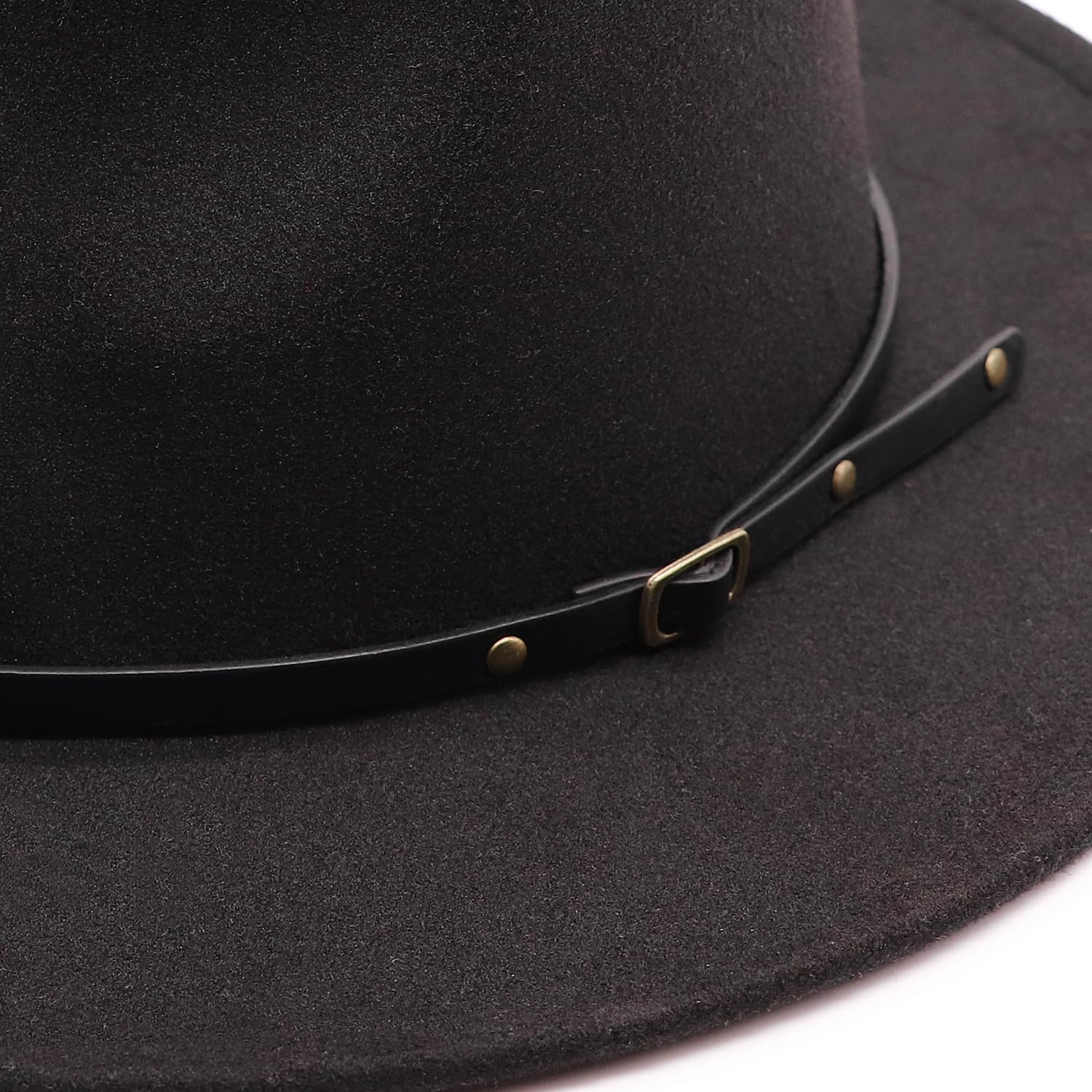 DRESHOW Sombrero de ala ancha Fedora para mujer Hebilla de cinturón Retro Panamá Floppy Hat