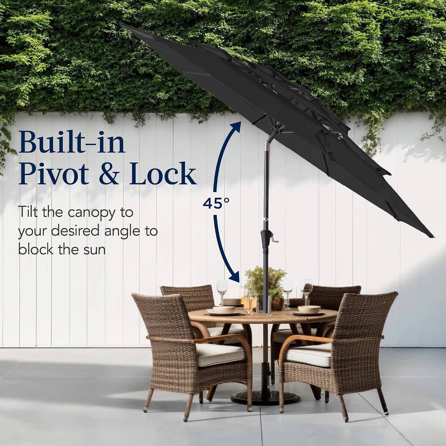 Best Choice Products 10ft 3-Tier Market Patio Umbrella, Outdoor Sun Shade with Tilt, Crank Lift, 8 Ribs for Backyard, Deck, Poolside