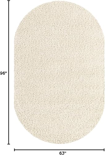 Miniatura 2 de Unique Loom Solid Shag Collection Alfombra de Área (5' 3" x 8' Ovalada, Blanco Nieve)