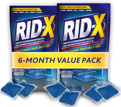 Rid-X Septic System Treatment, Septic Tank Treatment, 3-Monthly Supply Dual Action Septi-Pacs - 3.2 oz Pack of 2