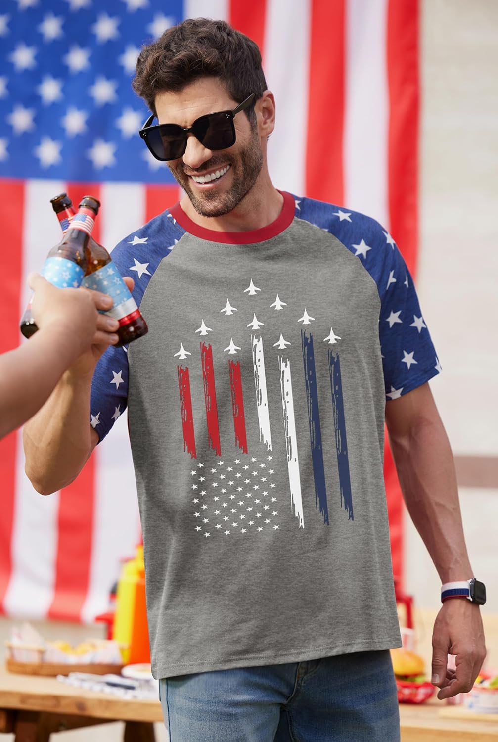 Arvilhill Mens American Flag Tee 4th of July Patriotic Graphic Ralgan Shirts (S-3XL) - Image 4