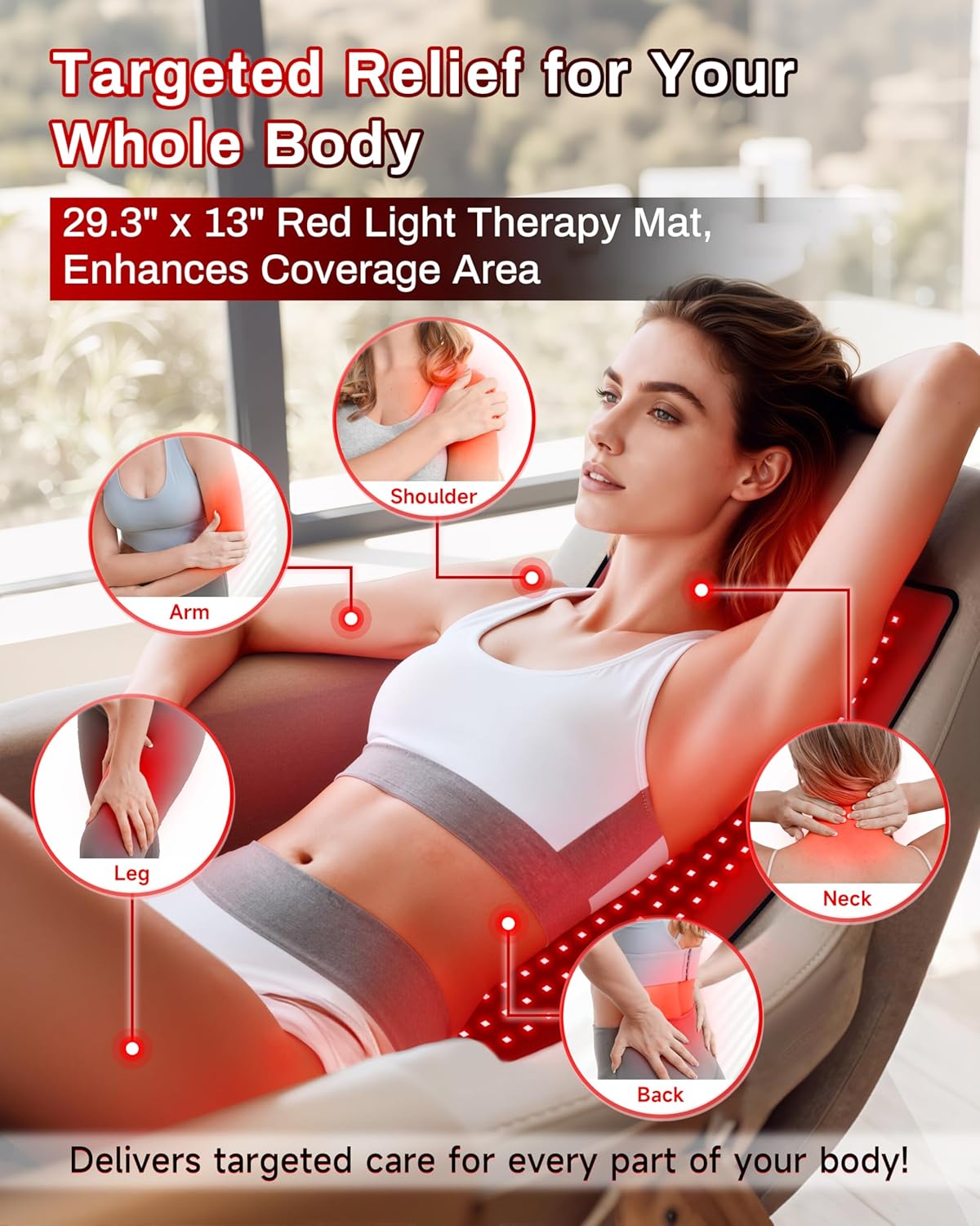 Red Light Therapy Mat 29.3" x 13", 330 LEDs Medical-Grade TPU Red Light Therapy Pad, 660nm&850nm Infrared Light Therapy for Body Pain Relief - Image 2