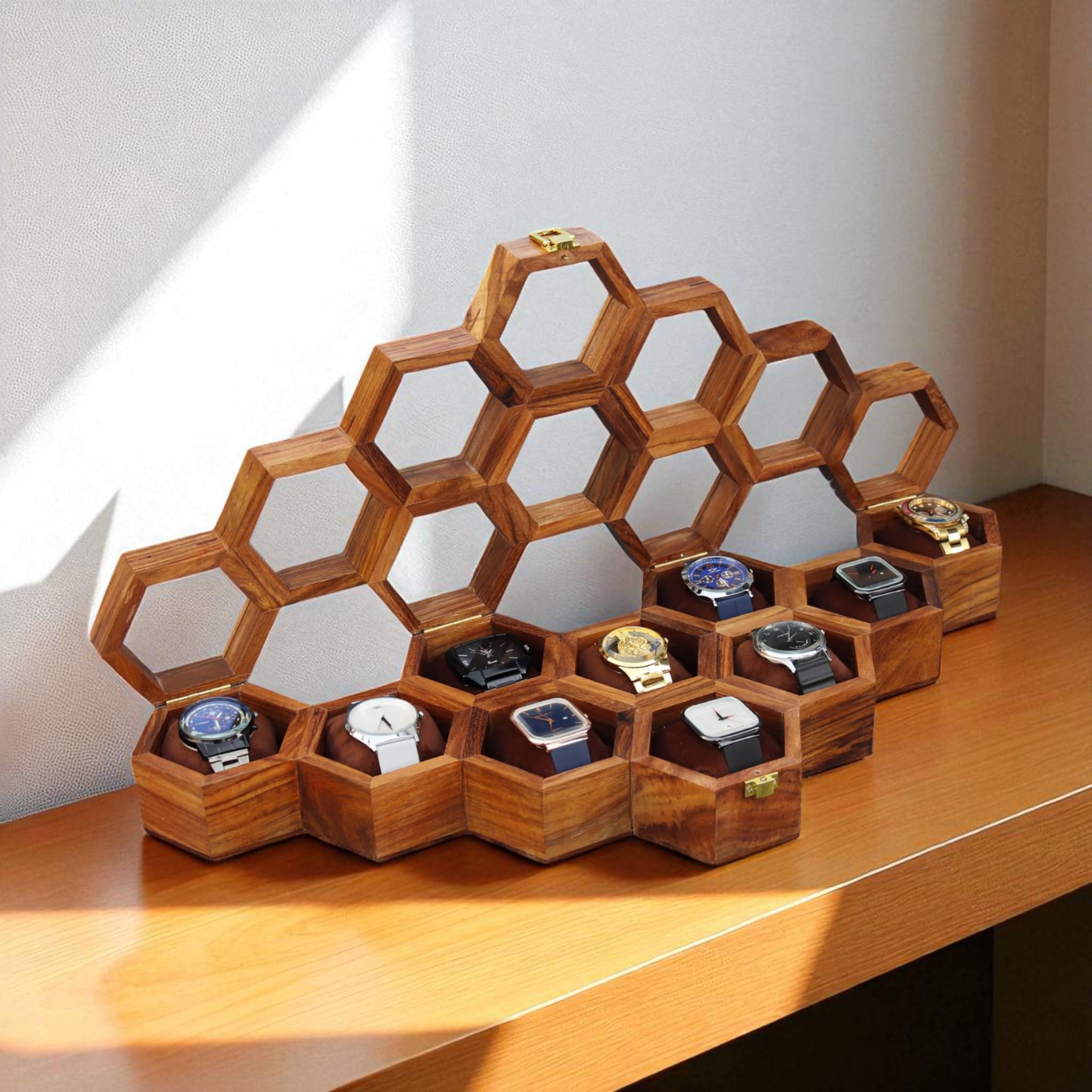 Caja de reloj de madera vintage para relojes, caja de almacenamiento y organizador, caja de joyería para mujer (10 ranuras)