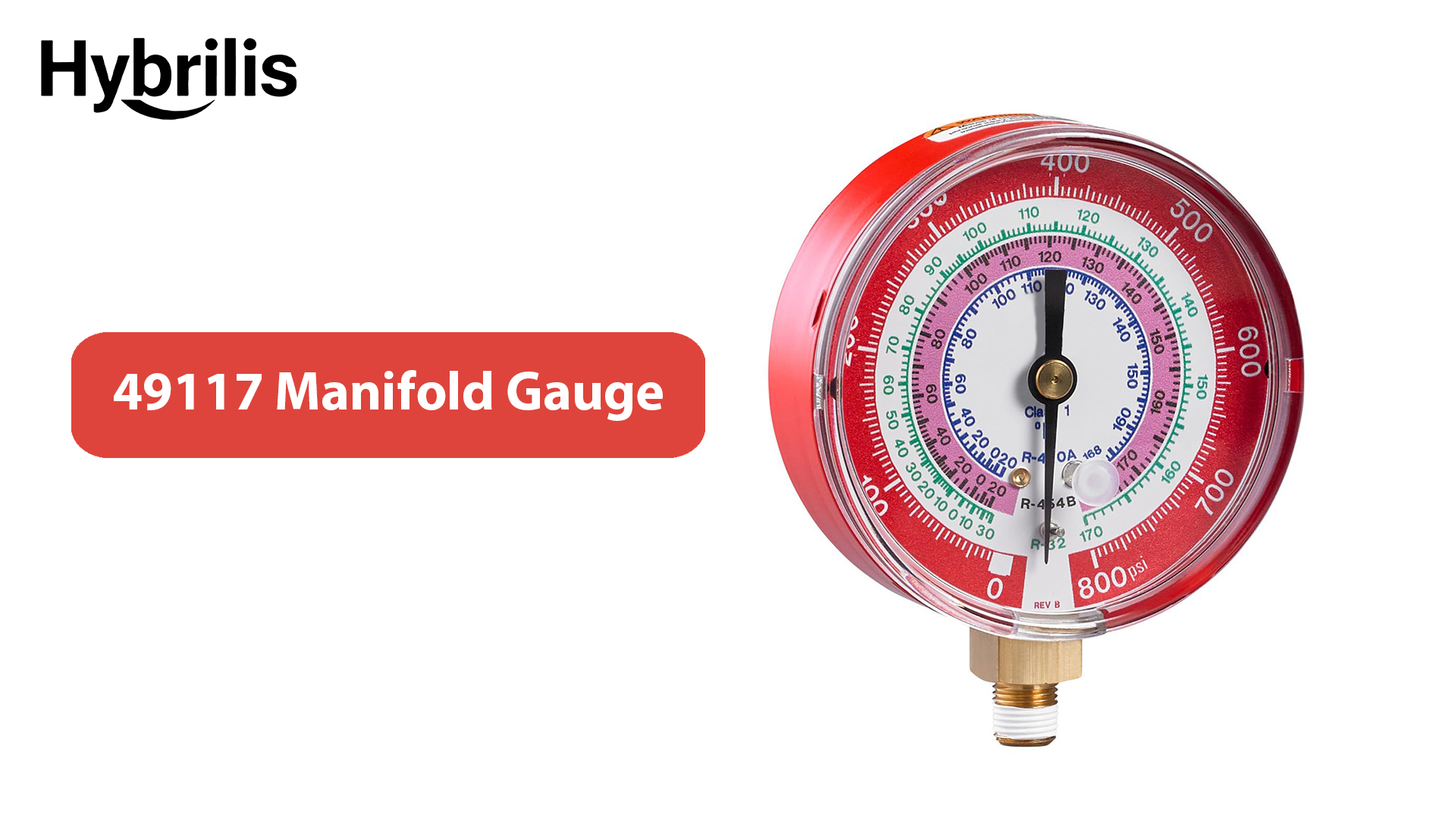 Image of Upgrade 49117 A2L Manifold Gauge - Red, 3-1 /8 inch (80 mm) Gauges, Compatible with R32, R454B, R410A Professional HVAC /R Tool, Working Pressure 0-800 PSI, Npt Thread, Color-Coded Scales