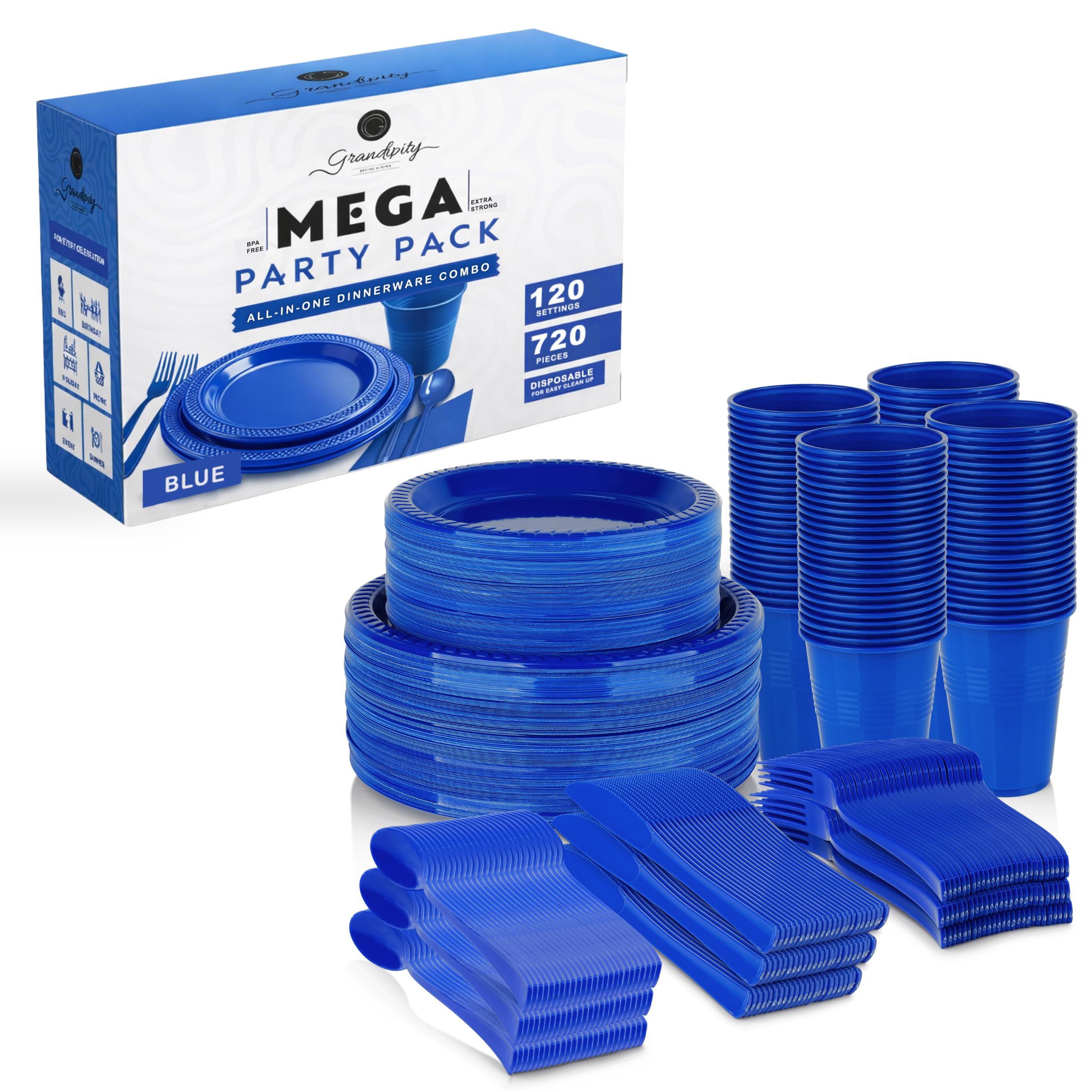 Grandipity Disposable Dinnerware Sets - 720 Piece -24