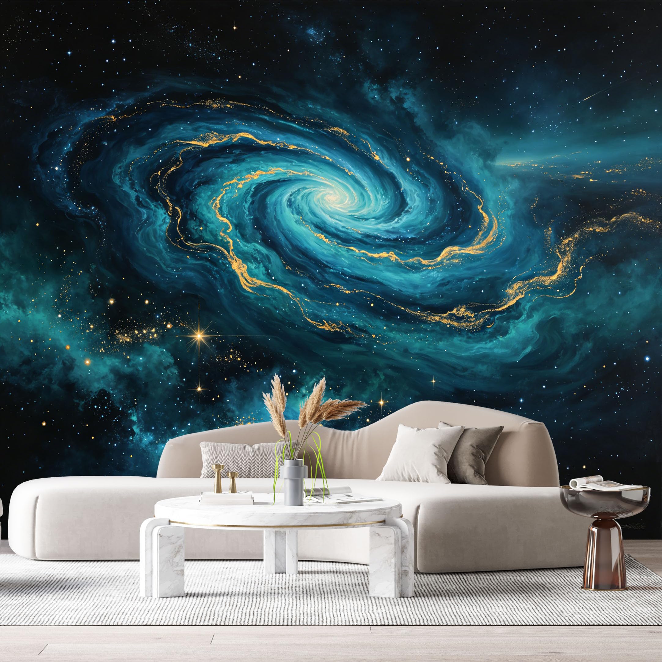 Custom Size Wall Murals Abstract Cosmic Galaxy Oil Painting Swirling Stars Nebula SelfAdhesiveWall Fabric Removable Wallpaper Wall Decor for Living Room Bedroom Bathroom