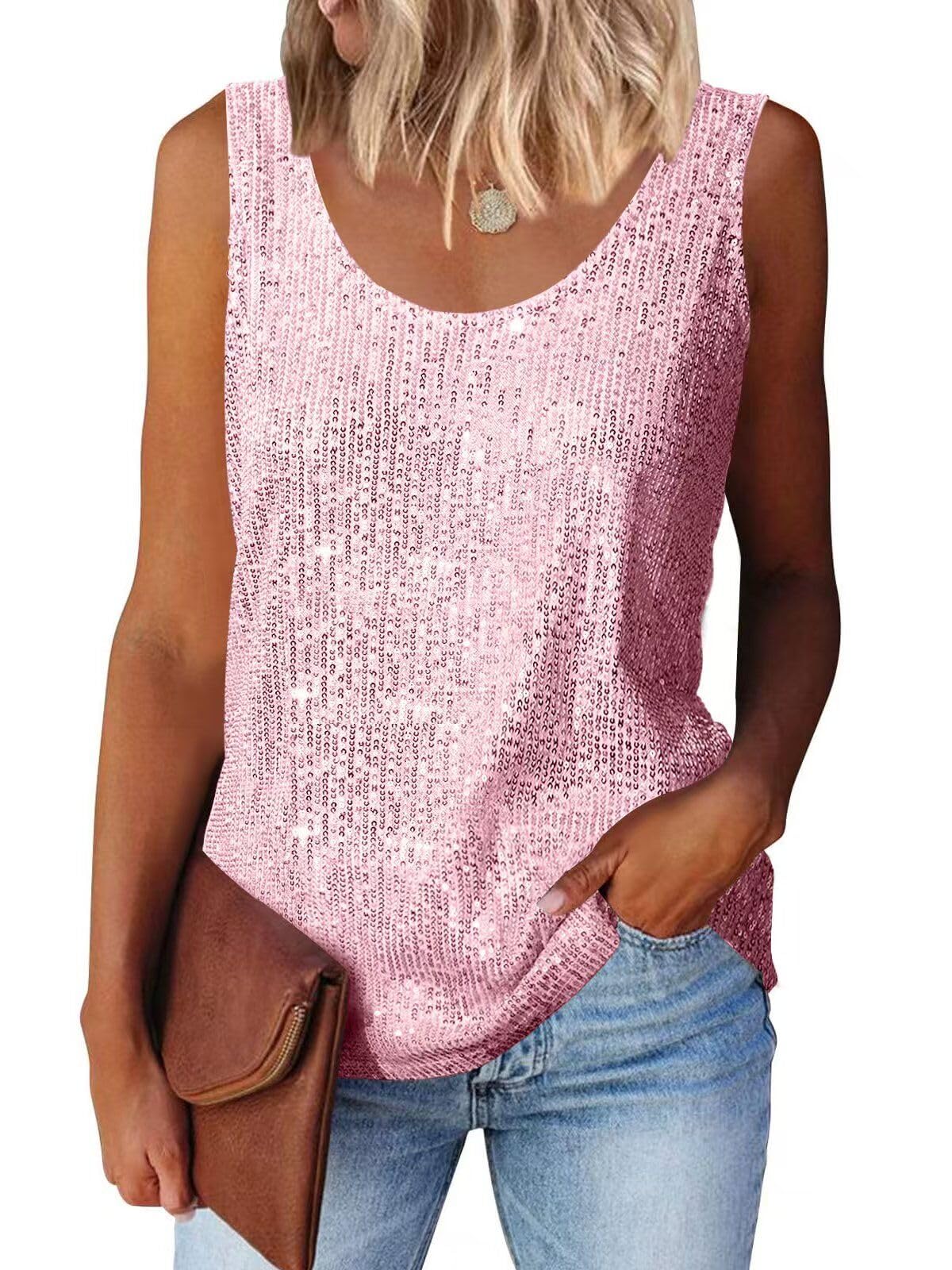 Suncife Ärmelloses Damen-Top mit Pailletten, glitzerndes Oberteil