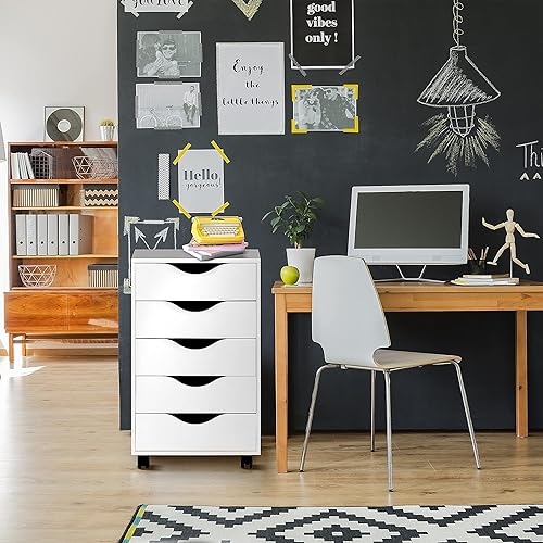 Miniatura 2 de EDGEWOOD Archivador vertical de 5 cajones, organizador de madera para debajo del escritorio, 16 pulgadas de profundidad x 16 pulgadas de ancho x 26