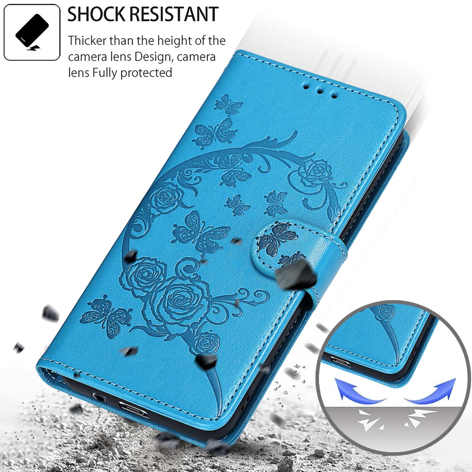 TOMYOU Leder-Look Flip Case Für IPhone 7/8/SE2/SE3 – Mit 3 Kartenfächern & Standfunktion – Stoßfest & Stylisch In Blau