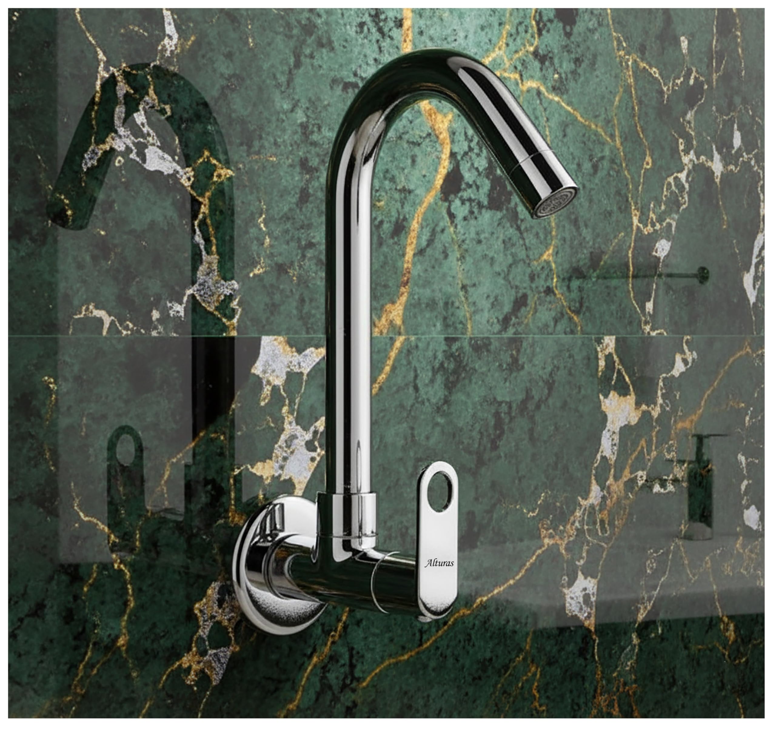 Alturas Brass Sink Tap for Kitchen/Tap for Kitchen Sink with Wall Flange & Teflon Tape/Kitchen Sink Tap/Kitchen Faucet (Chrome Finish) (Prime)-image-38