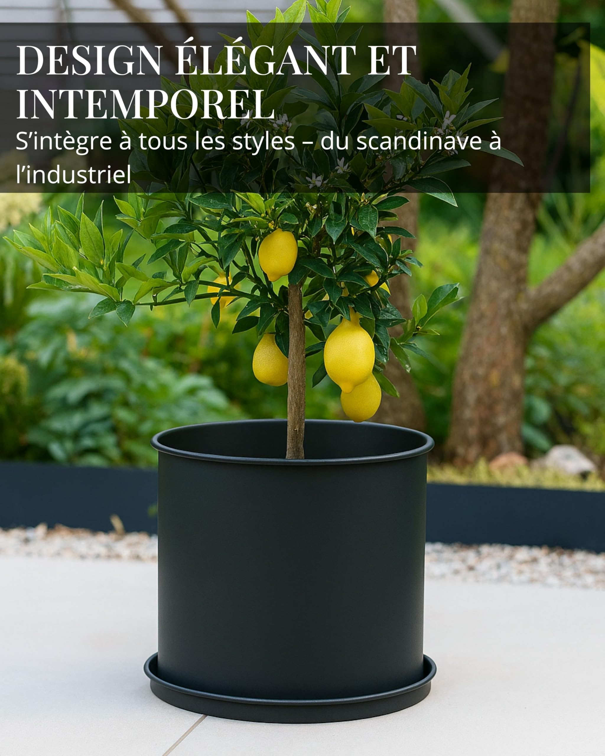 Livlig53 LIVLIG Ensemble de pots de fleurs avec soucoupe, pot de 25 cm de diamètre et pot de fleurs de 30 cm de diamètre et pot de fleurs de 40 cm de diamètre, grand pot de fleurs extérieur et