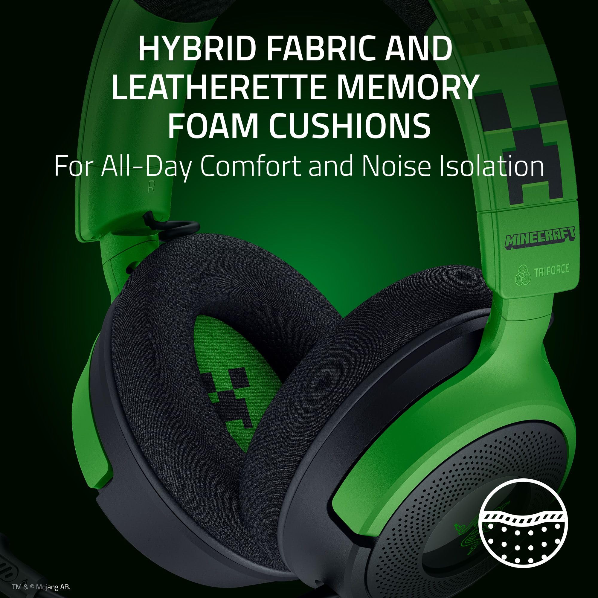 Razer Fone de ouvido Kraken V4 X Minecraft Edition com fio USB