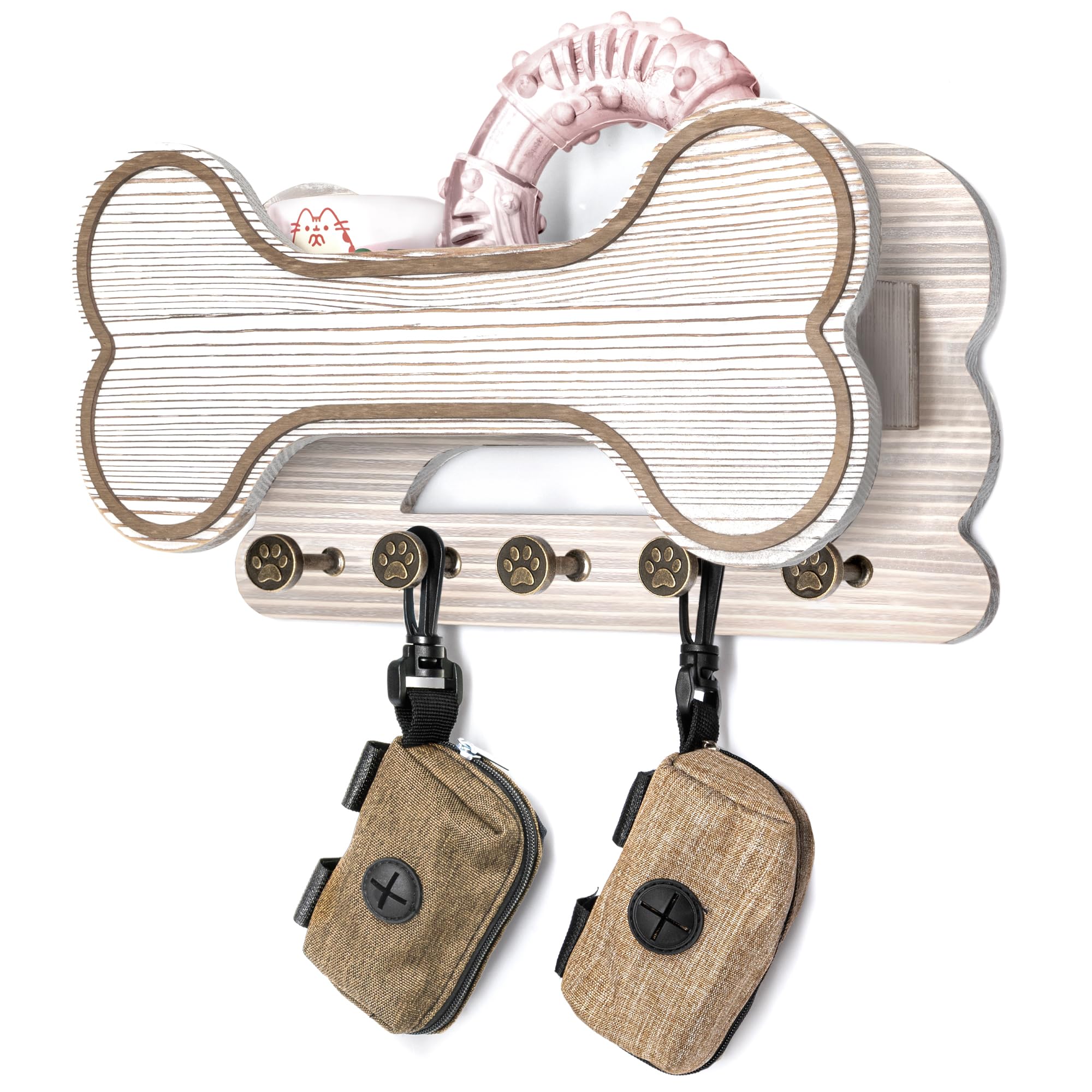 Soporte de correa para perro para pared con estante de cosas