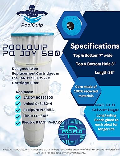Miniatura 3 de PQJDY580 - Filtro de piscina de grado profesional que reemplaza a Jandy CL580, CV580, PJAN145, Ultral-A10, Unicel C-7482, Filbur FC-0820, A0104100,