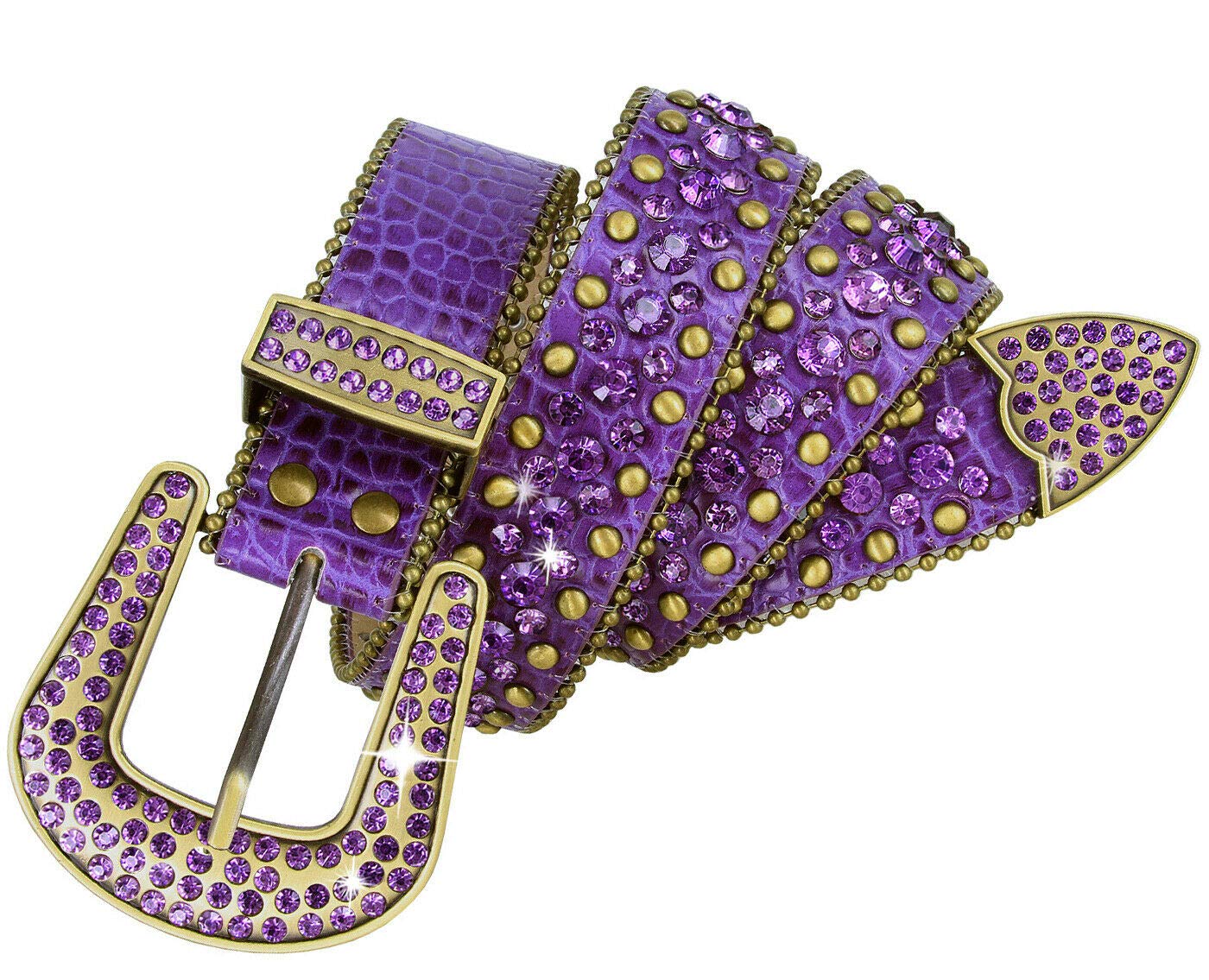 35158 50158 Women's Belts Rhinestone Belt Fashion Western Cowgirl Bling Studded Design Leather Belt
