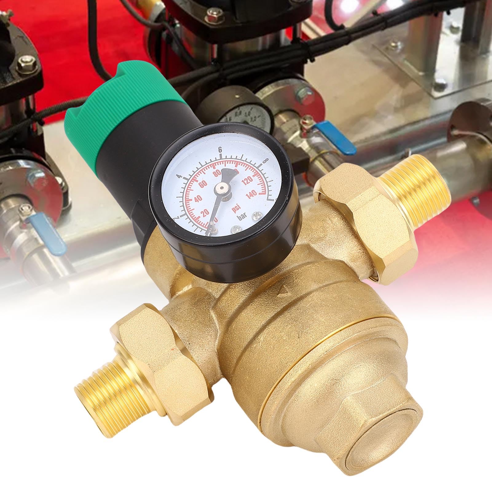 Regulador de Presión de Agua de 0,1~0,5Mpa, Válvula Reguladora de Presión de Agua Ajustable de Latón con Medidor de Filtro de 40 Micras para Hogares Jardines Fábricas RV (3/4 pulgada (DN20))