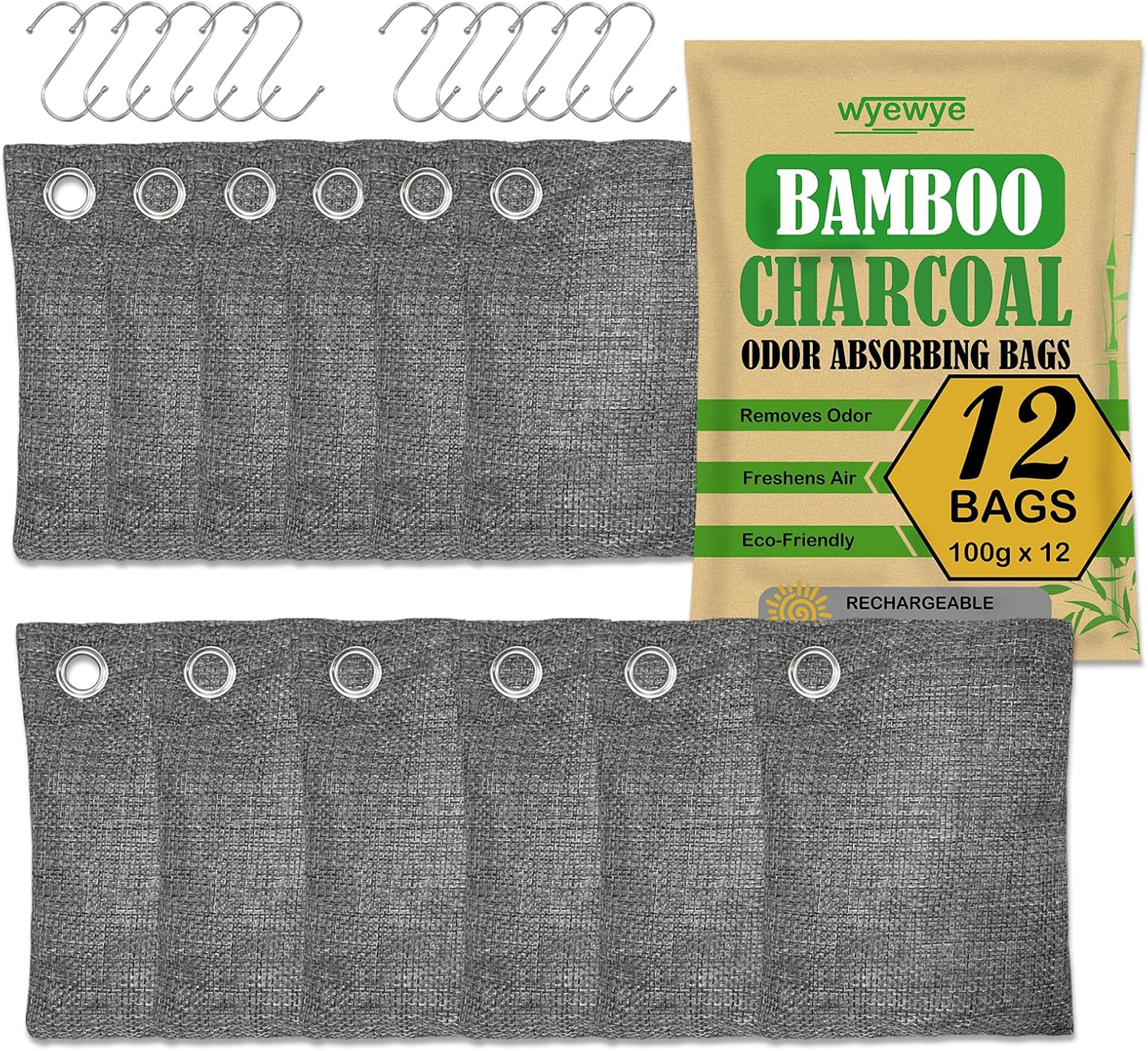 Absorbedor de olores de carbón activado, bolsas de carbón de bambú fresco natural, desodorante para el hogar, coche, desodorante fuerte olor, bolsa