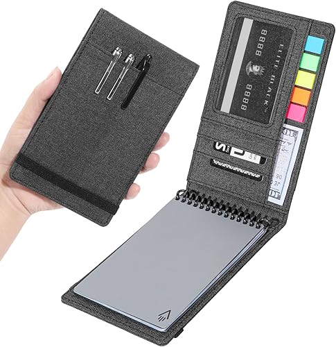 Funda para cuaderno Rocketbook de tamaño mini compatible con notas de campo superior en espiral de 3.5 x 5.5 pulgadas, tela impermeable, organizador