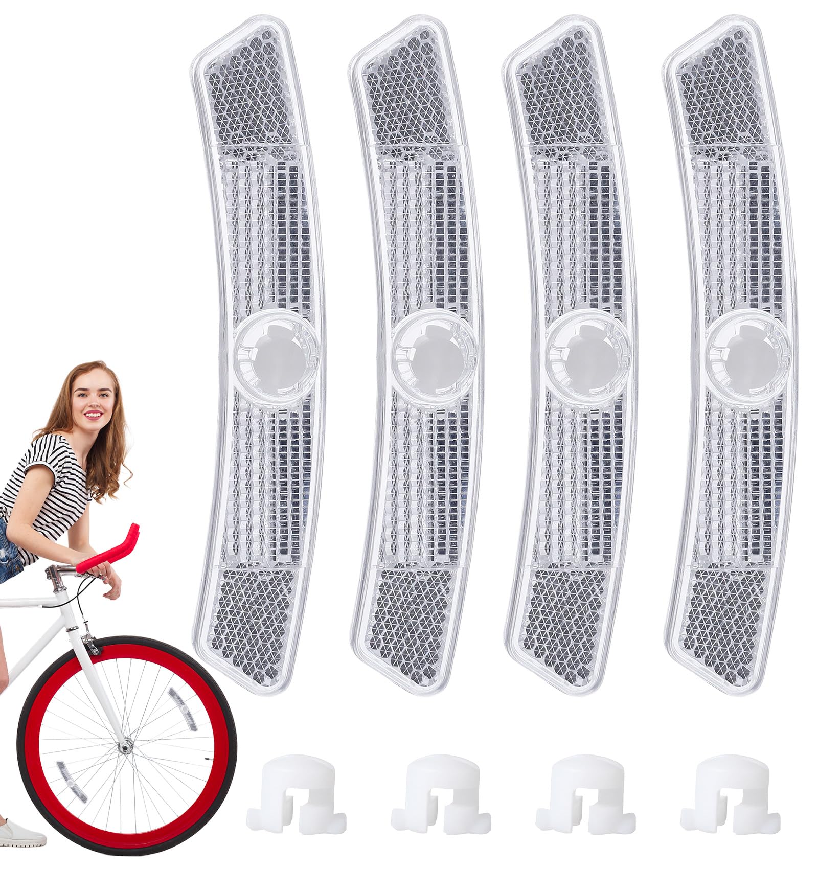 4PCS Bike Reflectors, Plastic Bike Wheel Reflectors for Night Riding, Safety for Road Mountain Bicycle Night Riding
