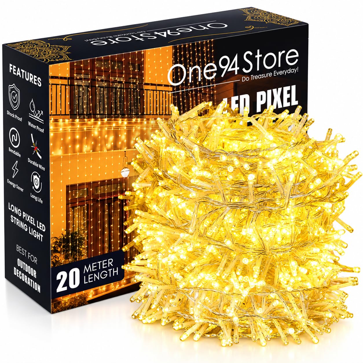 56 LED Fairy Lights - 20m Warm White String Lights -1
