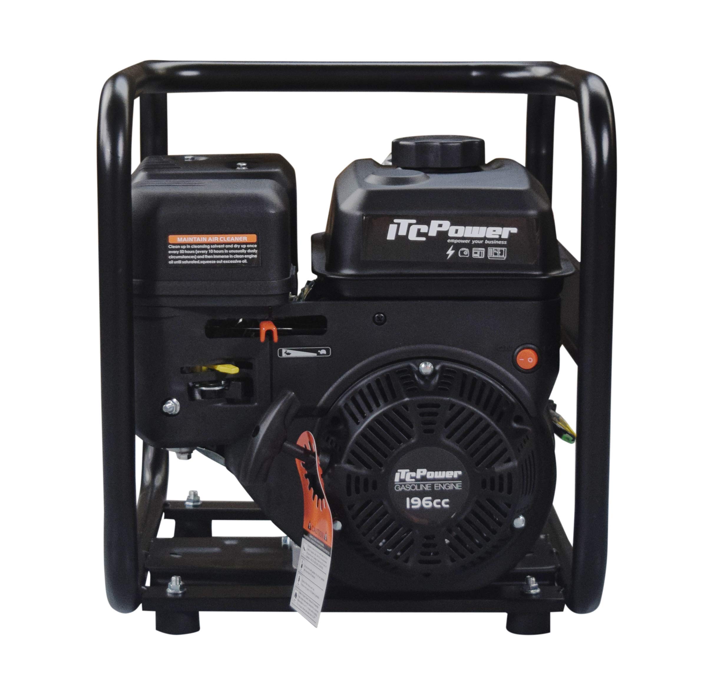 ITC Power Motobomba de Agua Gasolina Caudal 500 l/m para Riego y Cultivo - Bomba de Achique Potente para Trasvase Rápido - Water Pump con Motor OHV 4 Tiempos y Cuerpo de Aluminio Resistente