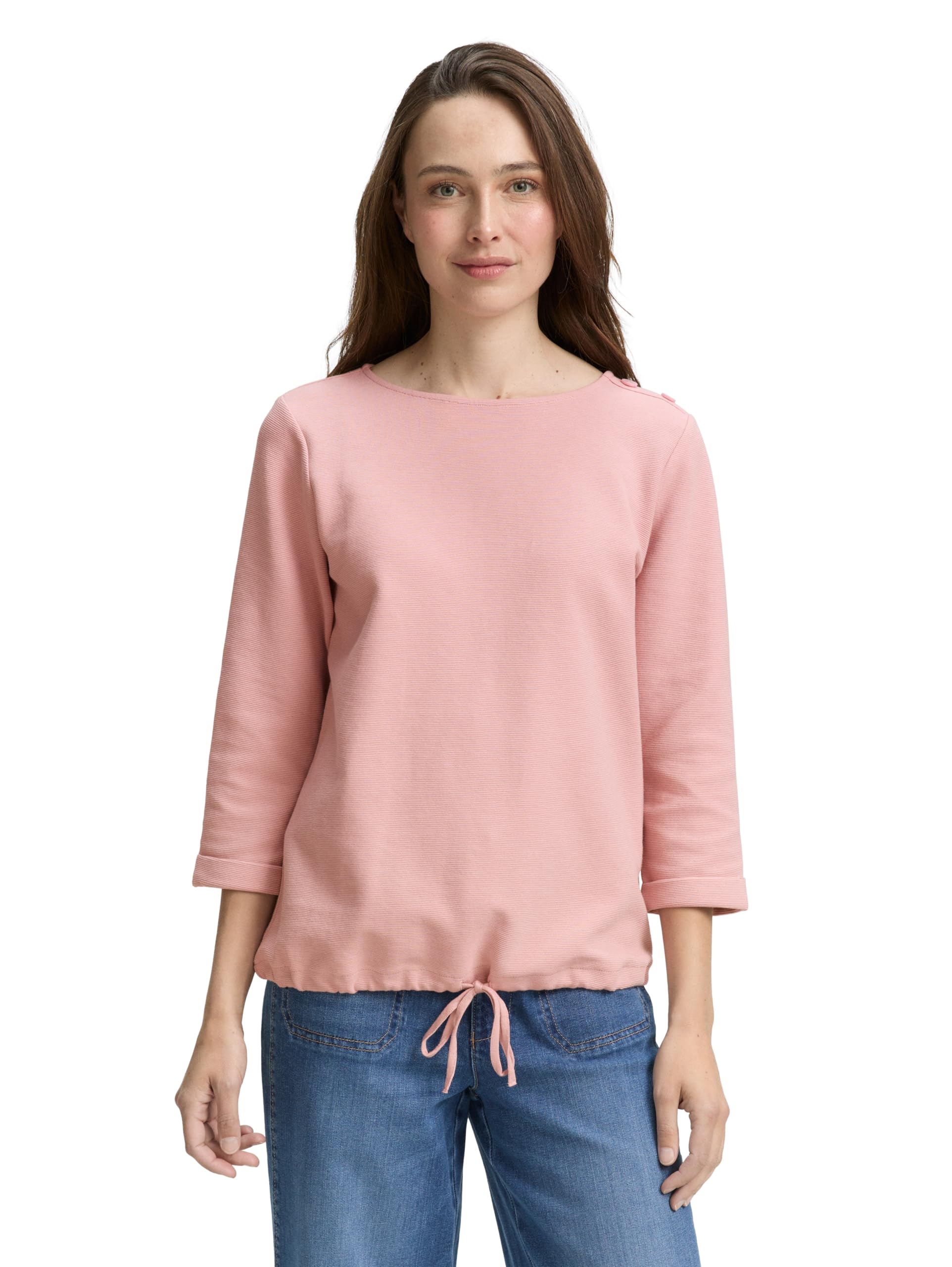 Tom Tailor Damen Langarmshirt mit Knopf-Details