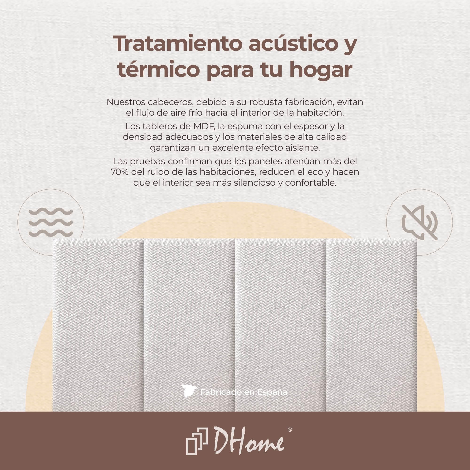 DHOME Cabecero Tapizado en Tejido Luxury Antimanchas Diseño Modular Vertical Autoadhesivo Cabezal Cama Dormitorio Acolchado (Espigas Beige, 100cm, Altura 80cm, x3)