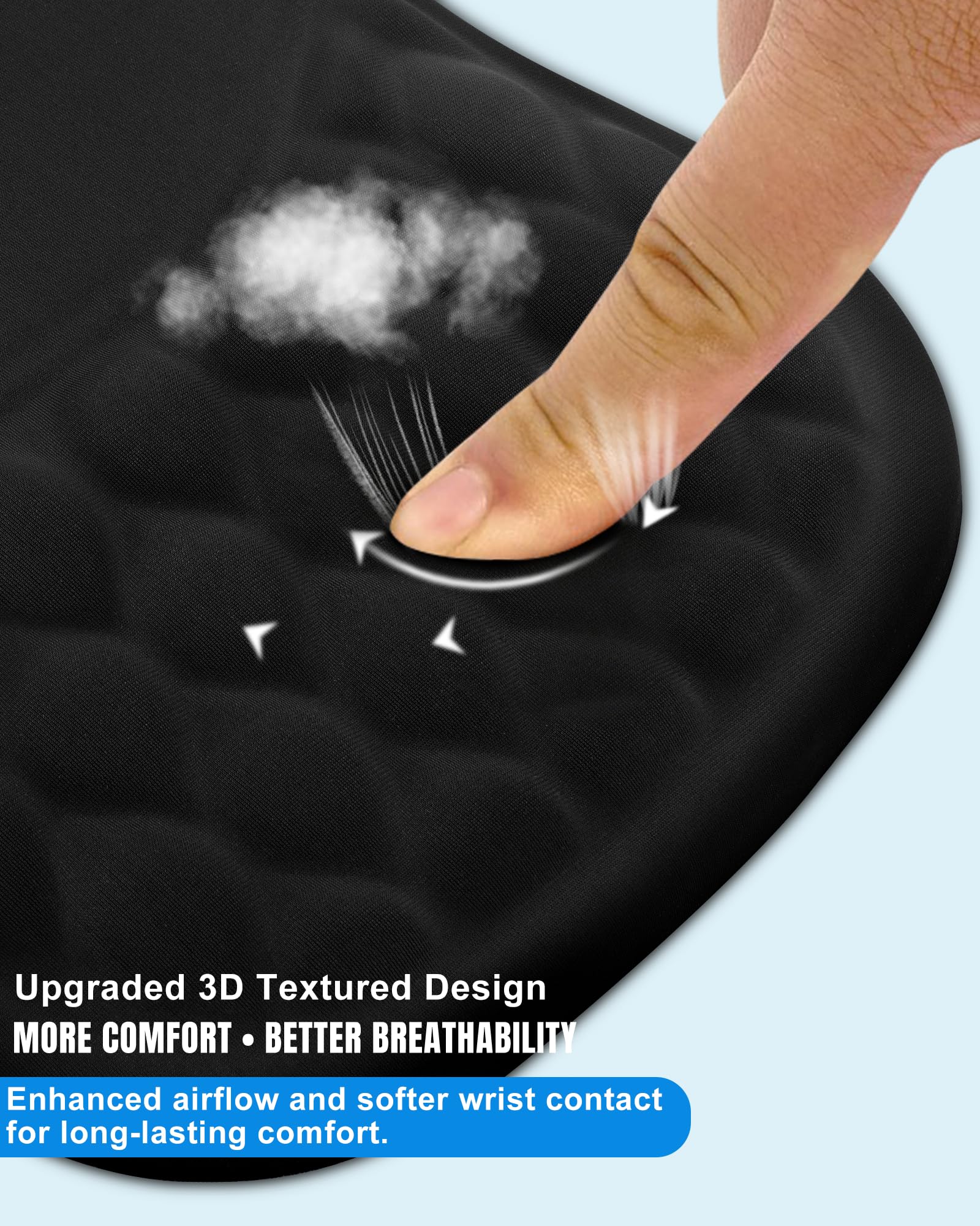 Ergonomic Mouse Pad with Wrist Rest, Slope Design Memory Foam Support, Smooth Lycra Surface, Non-Slip PU Base, Comfortable Mouse Mat for Office, Home, Computer Desk, Black