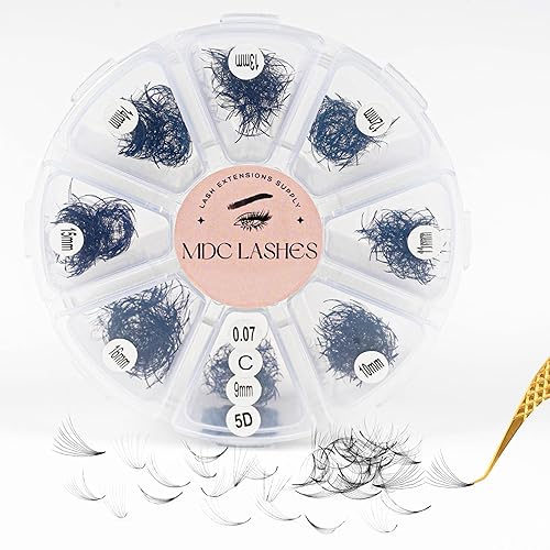 Miniatura 1 de MDC Lashes Promade - Extensiones de pestañas en abanico con longitud mixta, 1000 abanicos, 8D 0.05 de grosor, rizo C, extensiones de pestañas de