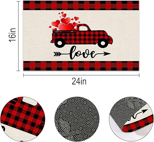 Miniatura 6 de Ochine Tapete para el día de San Valentín tapete para puerta de San Valentín tapete para puerta delantera con corazón rojo tapete de bienvenida