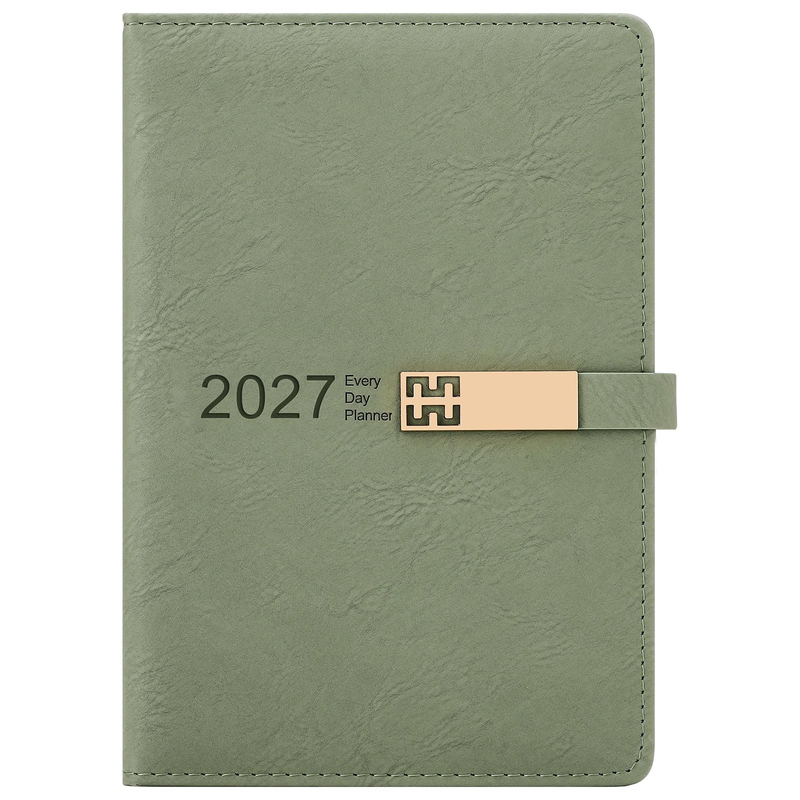 2027 Diary,Academic Diary 2027 A5 Page a Day, Yearly Planner Jan-Dec 2027,Productivity Daily & Monthly Planner with Pen Holder, Colourful Monthly Tabs, Inner Pocket,Bookmark (Green)