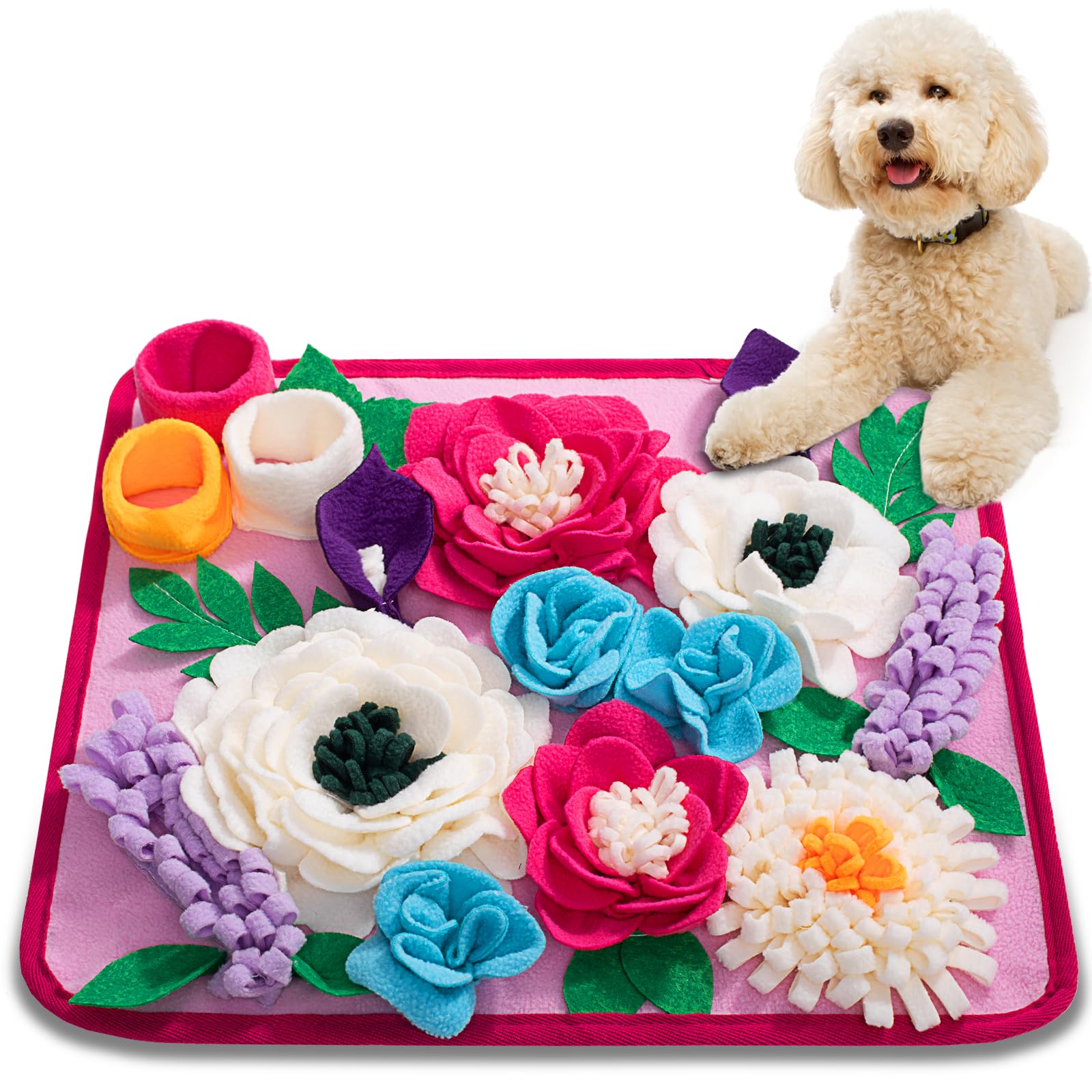 Photo 1 of Meilzer Snuffle Mat for Dogs Pet Treats Feeding Mat for Small/Medium Breed Dogs Non-Slip/Portable/Durable Interactive Dog Puzzle Toys Encourages Natural Foraging Skills (Rose Pink)