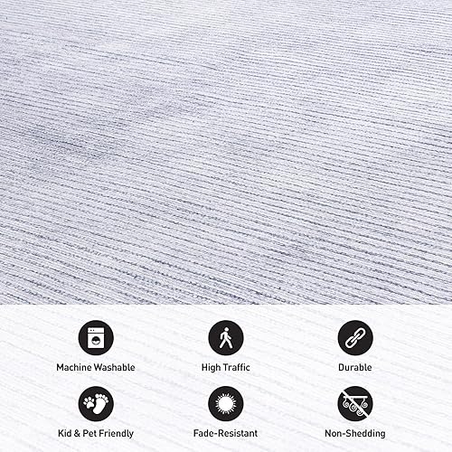 Miniatura 3 de Rugshop Alfombra contemporánea envejecida resistente a las manchas, tejido plano, ecológico, reciclado, lavable a máquina, 3 pies 3 pulgadas x 5