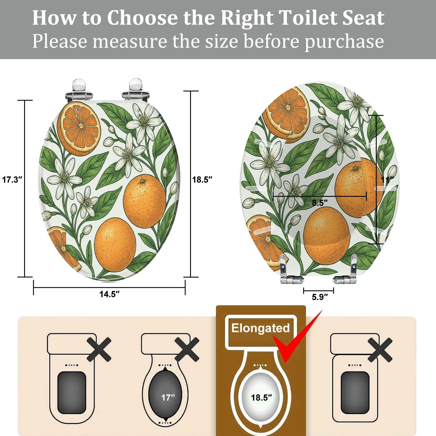 Elongated Toilet Seat Vintage Retro Style Resin Toilet Seat Quietly Close Quick Release Hinges with Cover Bumpers Decorative Easy to Install Clean