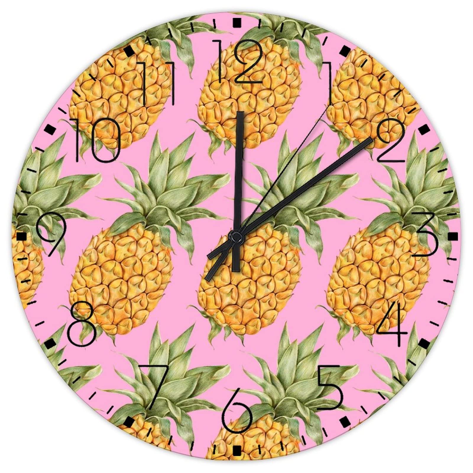 Horloge murale ronde bois 38cm style campagne et fruits d'été vintage