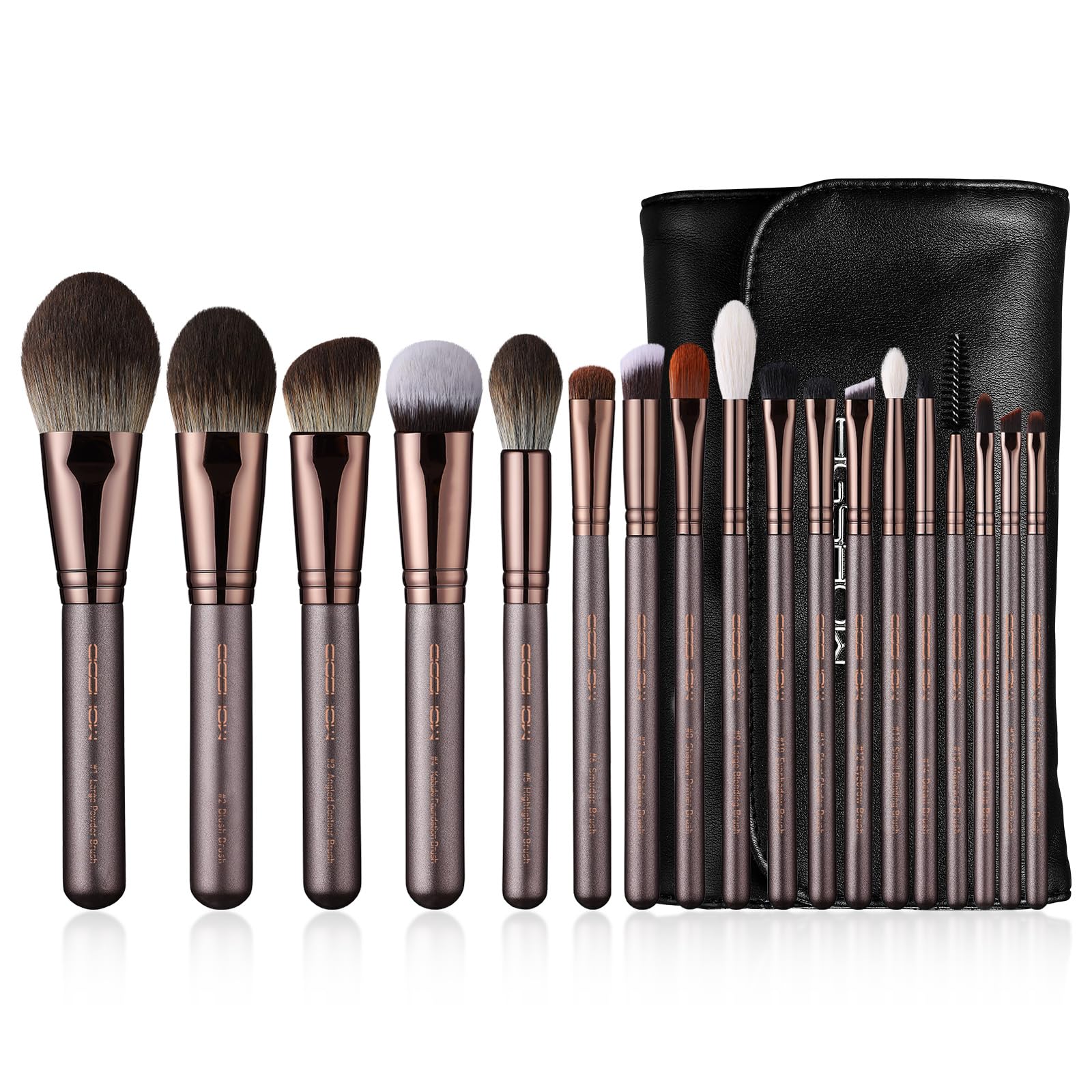 Professional Makeup Brush Set, Eigshow Makeup Brushes Perfect for Foundation Face Powder Blending Blush Bronzer Eyeliner Eye Shadow Brows with Case, Best Gift for Women, Travel Kit(PRO 18pcs Coffee)