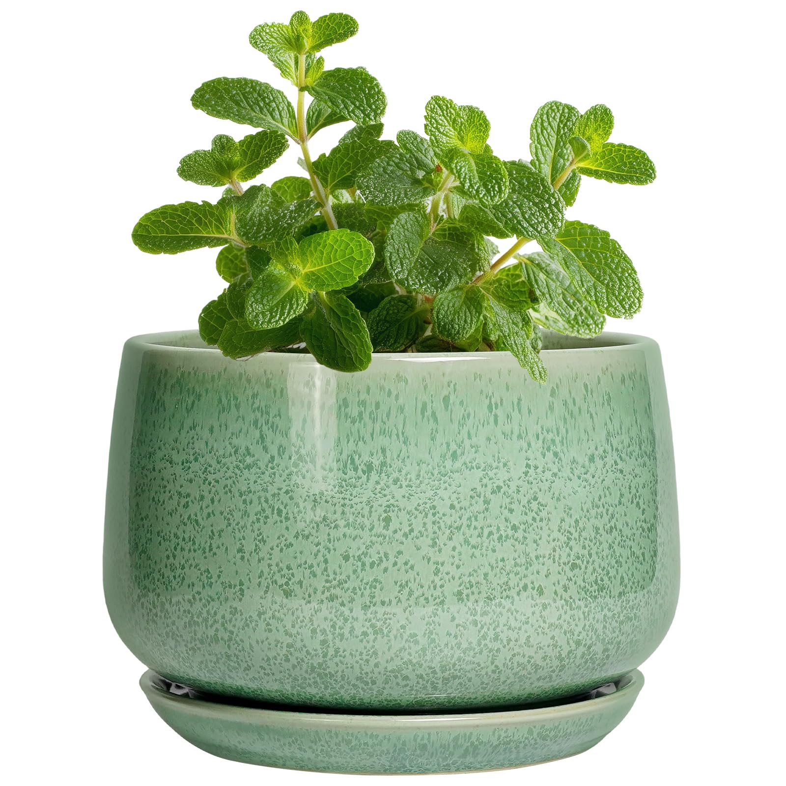 G EPGardening Ceramic Plant Pot Green