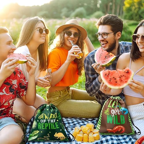 Miniatura 6 de Amylove Paquete de 16 bolsas de recuerdo de fiesta de reptiles con temática de reptiles, suministros de fiesta de cumpleaños, serpiente, lagarto,