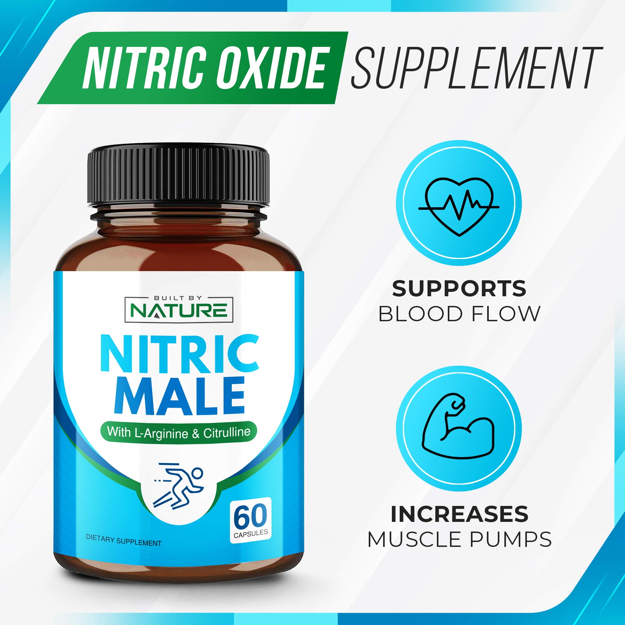 L Arginine Nitric Oxide Supplement N.O. Booster Pills for Men