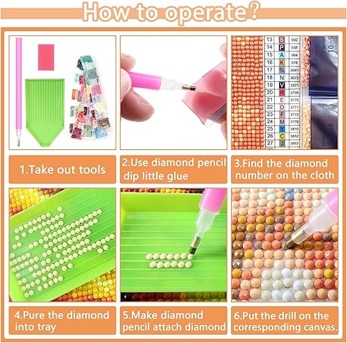 Miniatura 8 de Eterkosu Kit de pintura artística de caballo con diamantes para adultos, animales, flores, bricolaje, pintura 5D con diamantes, kits de pintura de