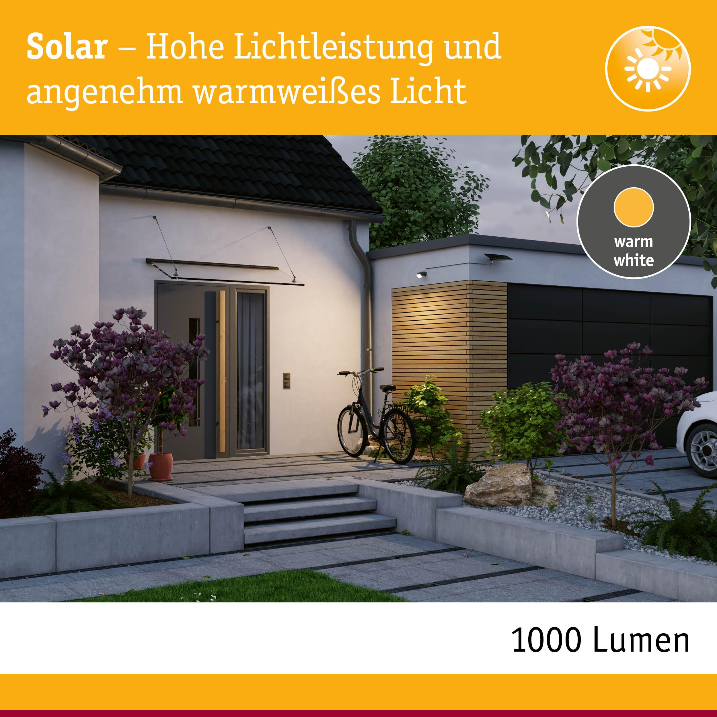 Paulmann 95705 - Flotas a energia solare, con sensore di movimento crepuscolare (HF) IP65, 3000 K, 700 lm, colore: antracite