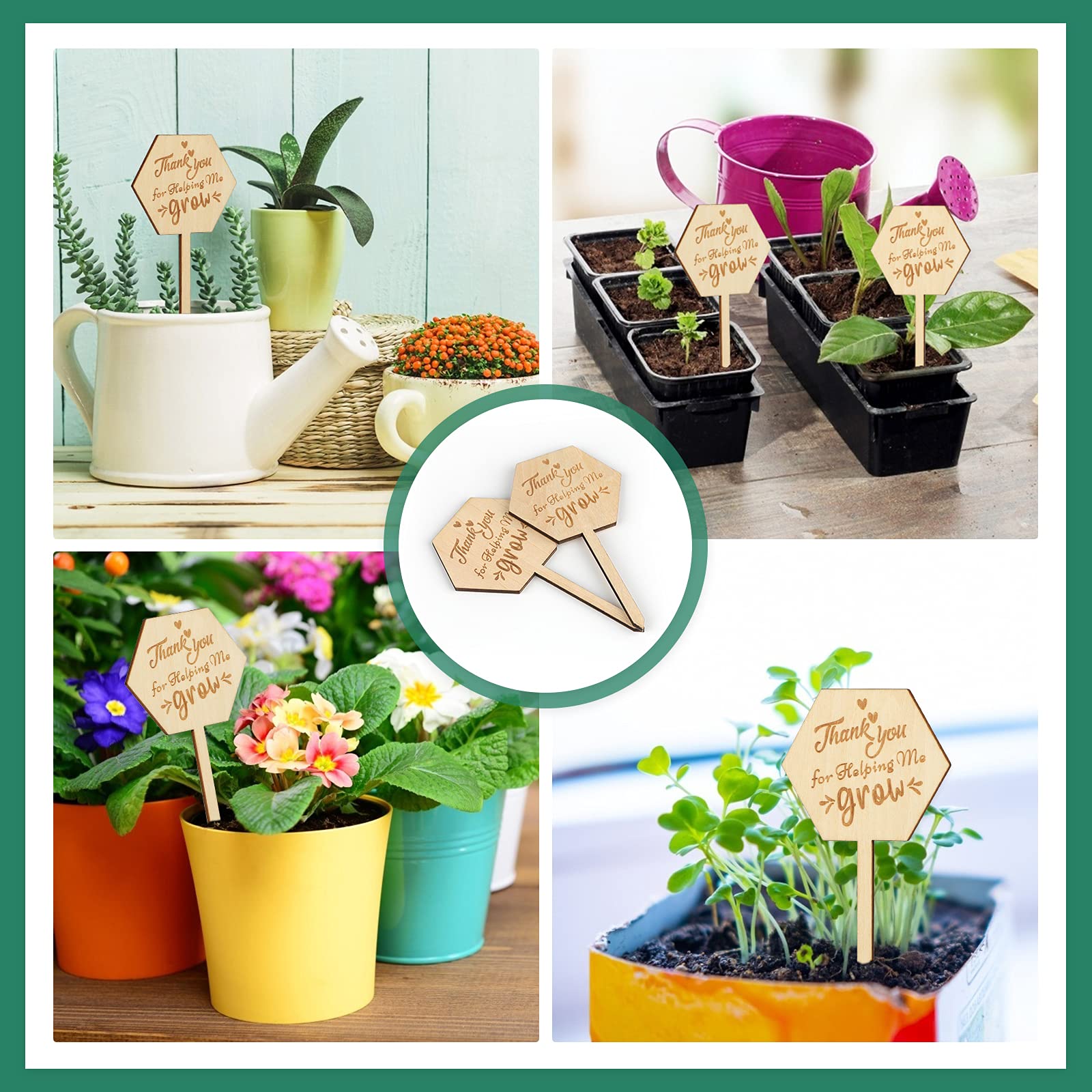 KINGLAKE Geschenk zur Geburt und zur Babyparty fr Schwangere24 Stck  pflanzenschilder aus Holz, Kreative Etiketten zum Sukkulenten, Blumen  -Thank You For Helping Me Grow : Amazon.de: Garten