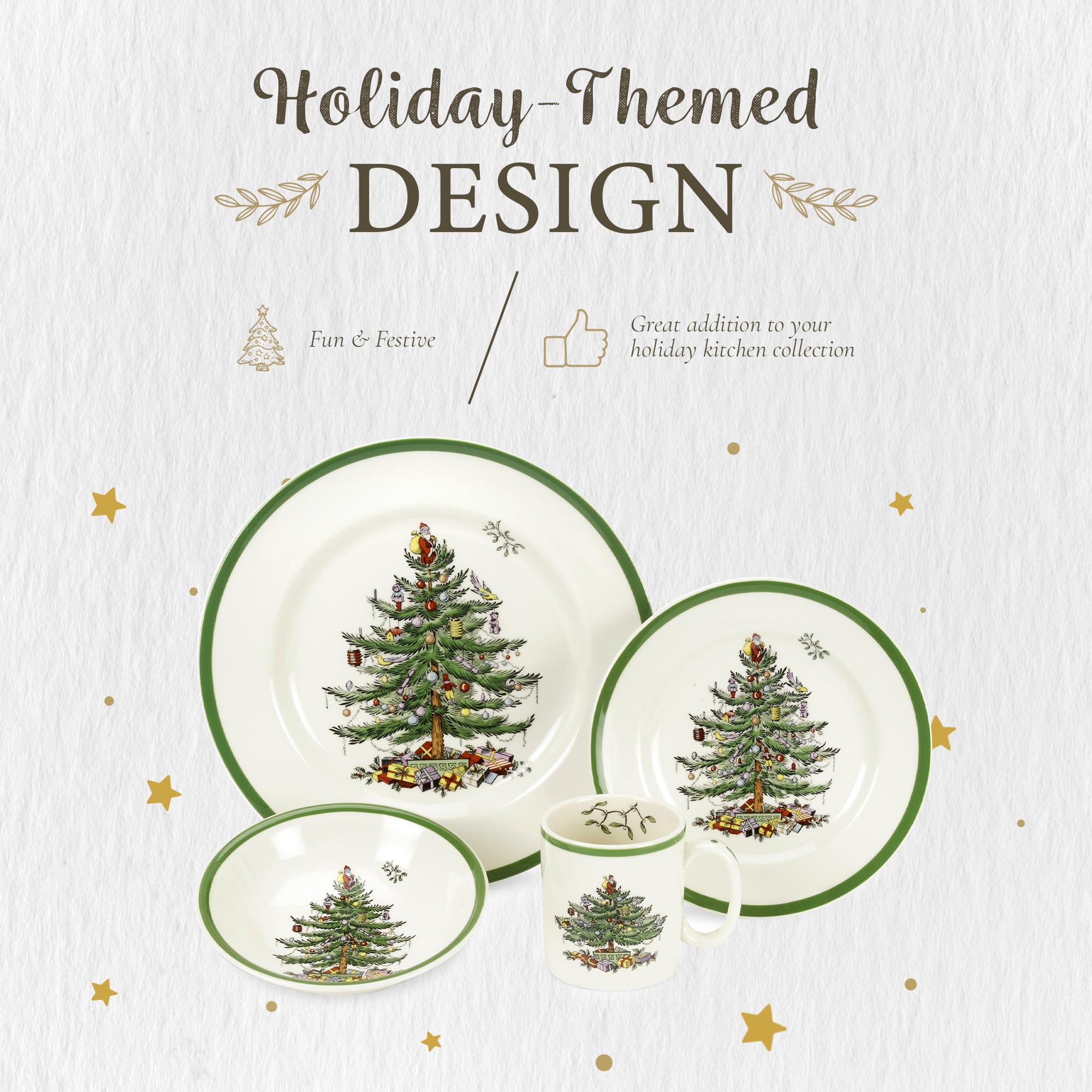 Amazon.com | Spode Christmas Tree 4-Piece Dinnerware Setting