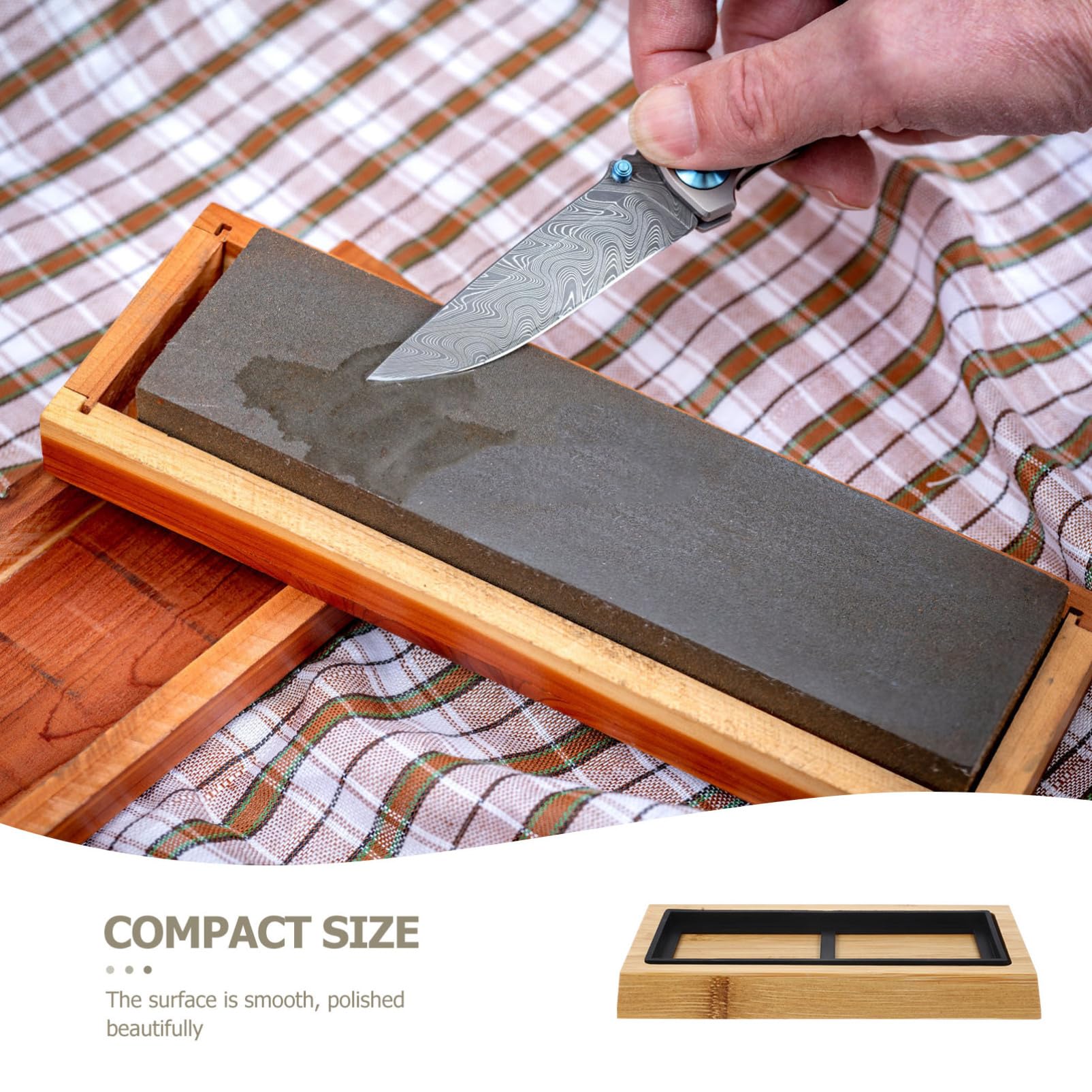 Base in Legno per Pietra per Affilare con Supporto in Silicone Antiscivolo 180x60x30 mm, Accessorio Stabile per Affilatura Lame