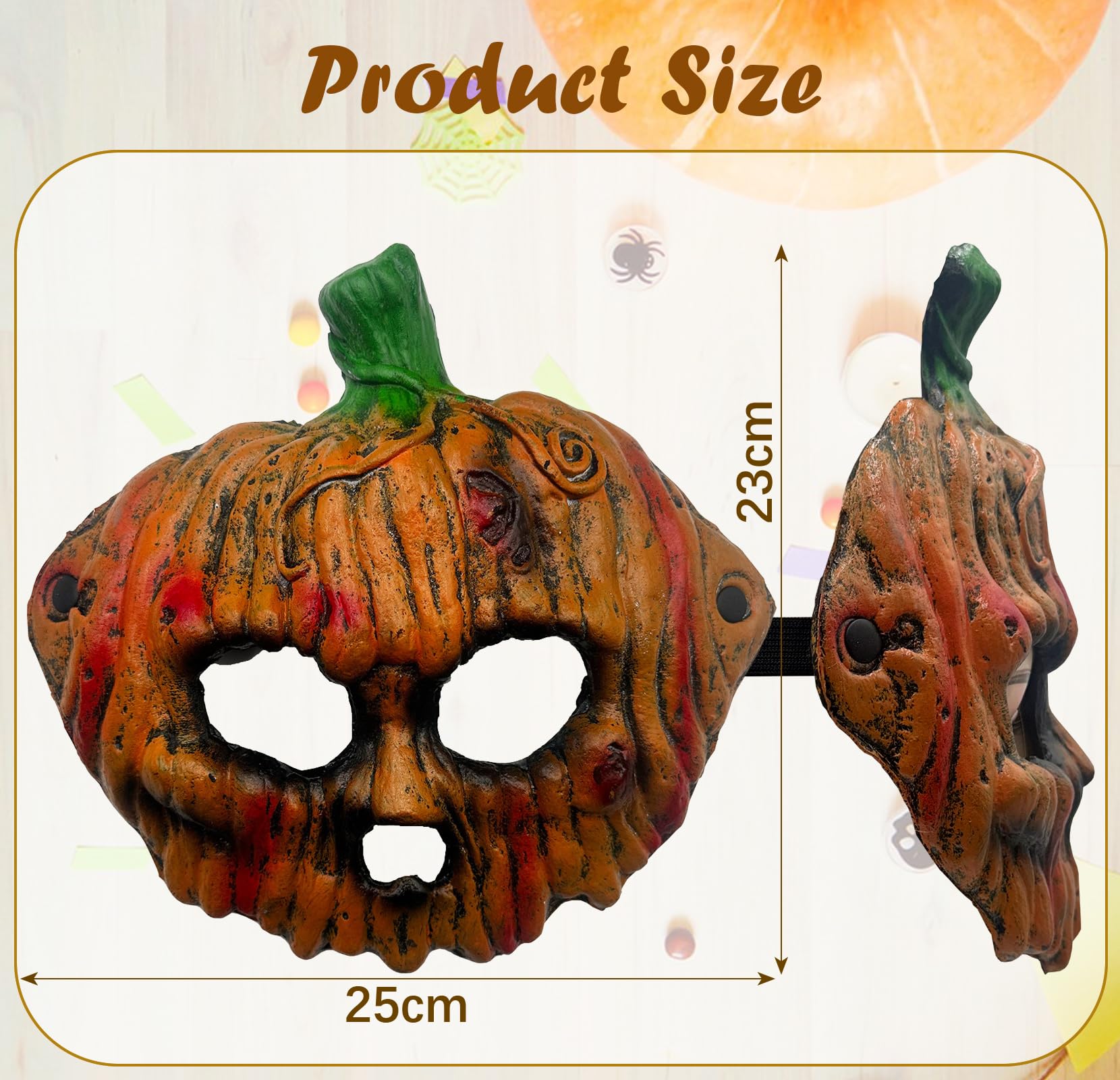 HSYWSH Halloween Pumpkin Mask Pumpkin Mask Scary Pumpki/n Mas/k Adult Costume Cosplay Mas/k Scary Pumpki/n Ani-Motion Halloween Ma/sk For Hallowee/n Decoration Carnival Costume Party (orange-yellow) - Image 2