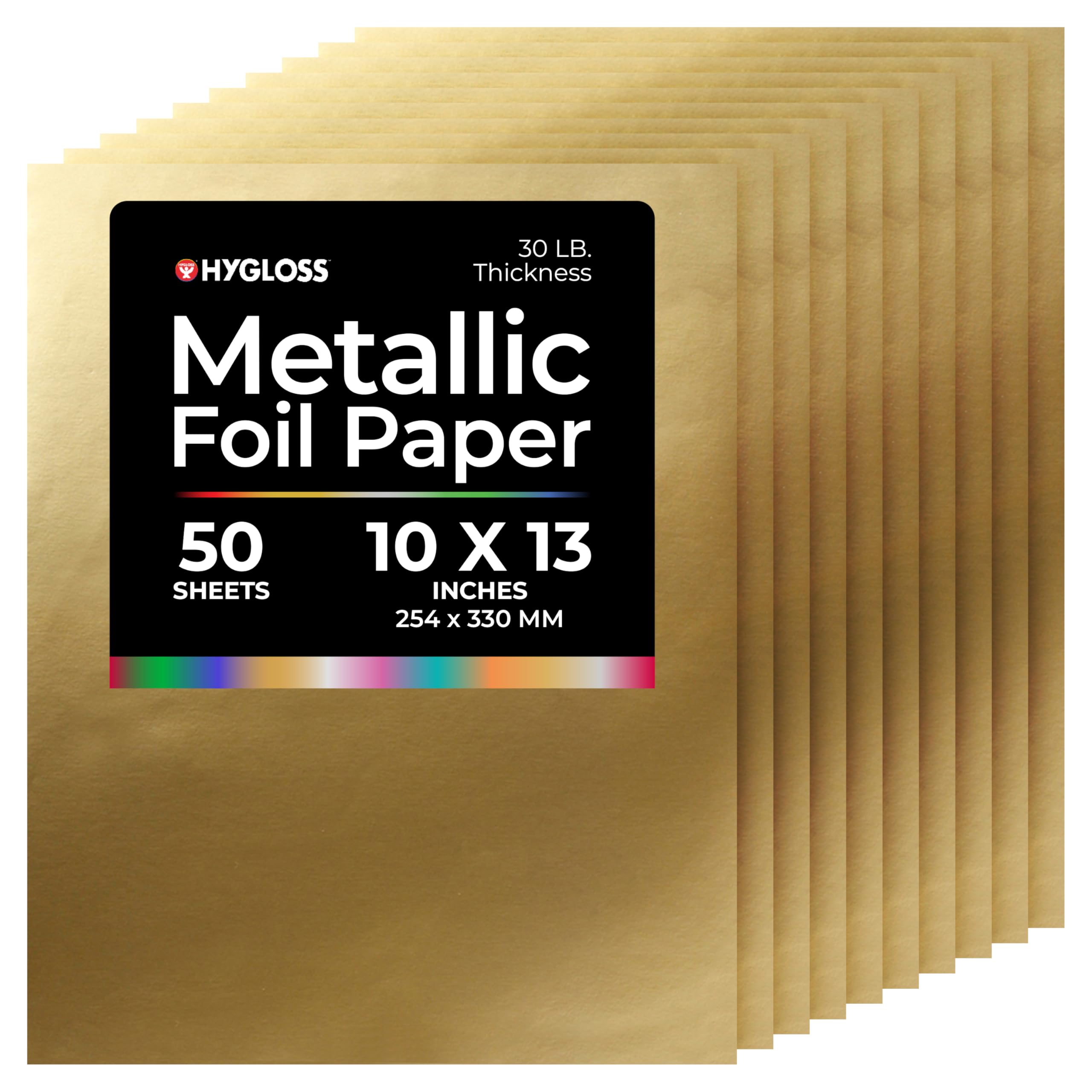 Hygloss Metallic Foil Paper - 50 Sheets Matte Gold Color Shiny Papers - 10 x 13 Inches - Ideal Foil Papers for Crafts - Shiny Craft Paper Sheets