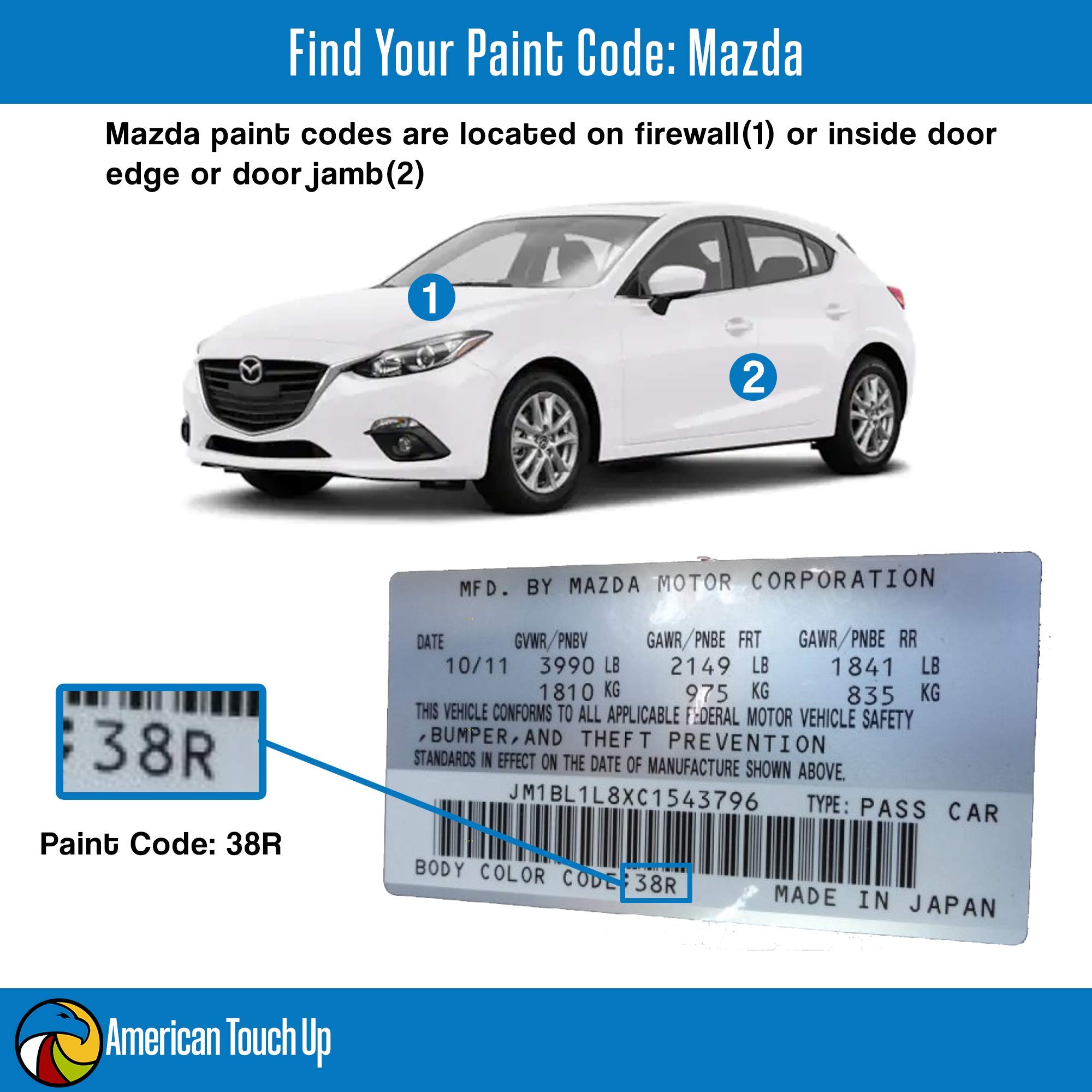 American Touch Up Paint Compatible with Mazda | 22V Sunlight Silver Metallic | Paint (Basecoat/Clearcoat)