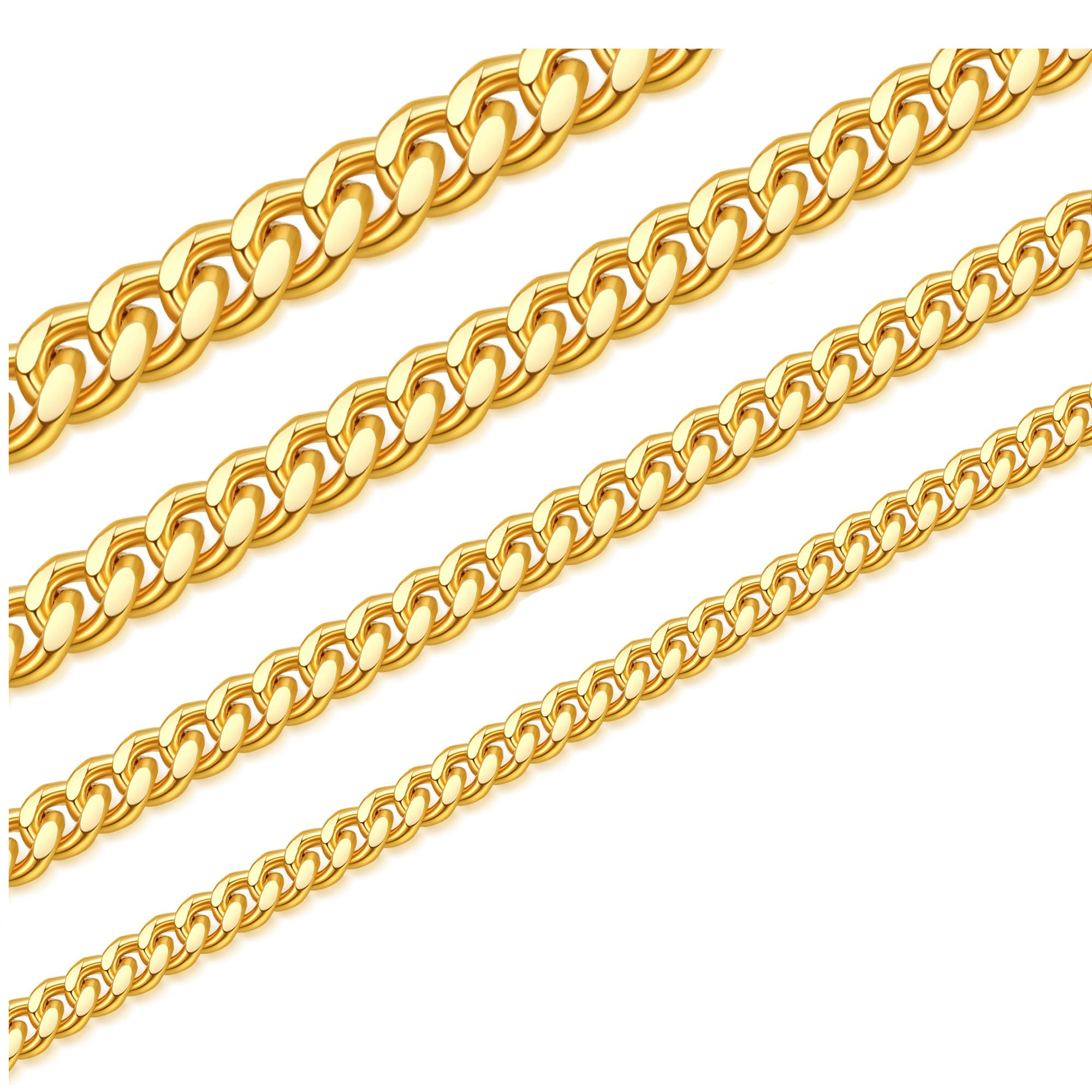 Stainless Steel Mens Cuban Link Chain Silver 18K Gold Chain for Men Hip Hop Mens Jewelry